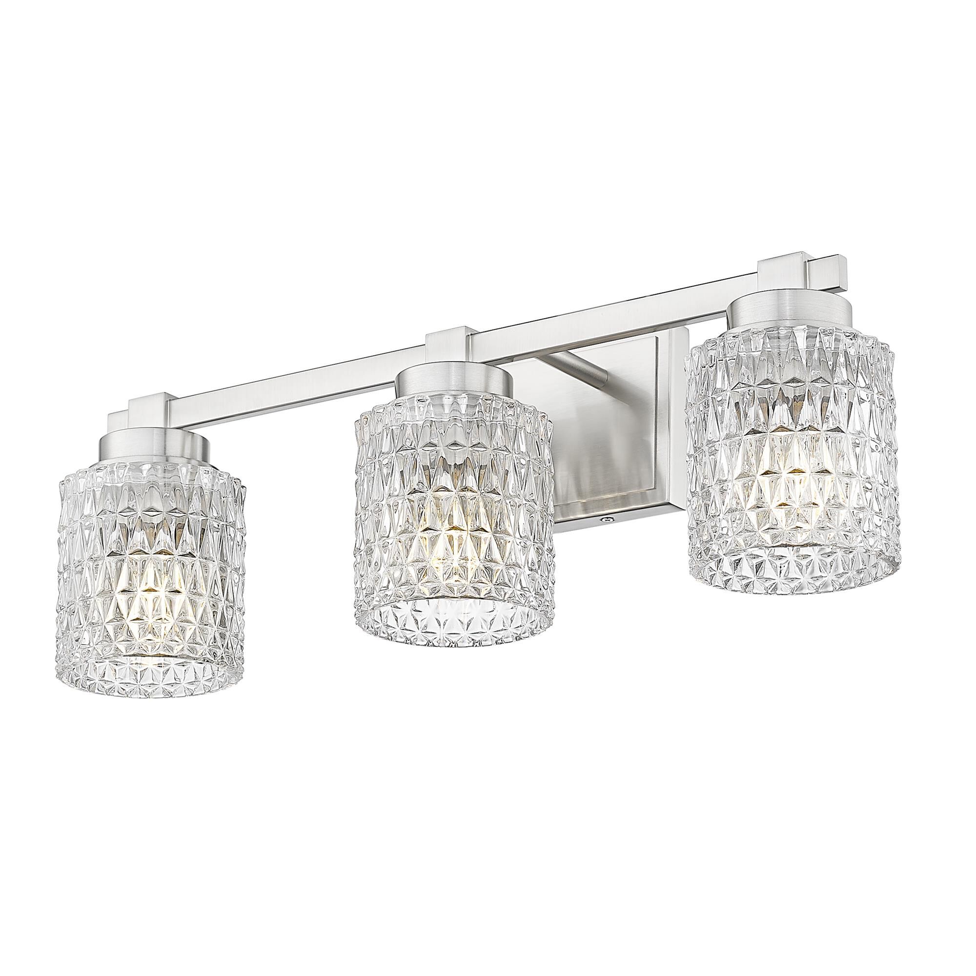 Shown in Brushed Nickel finish and Clear Diamond glass