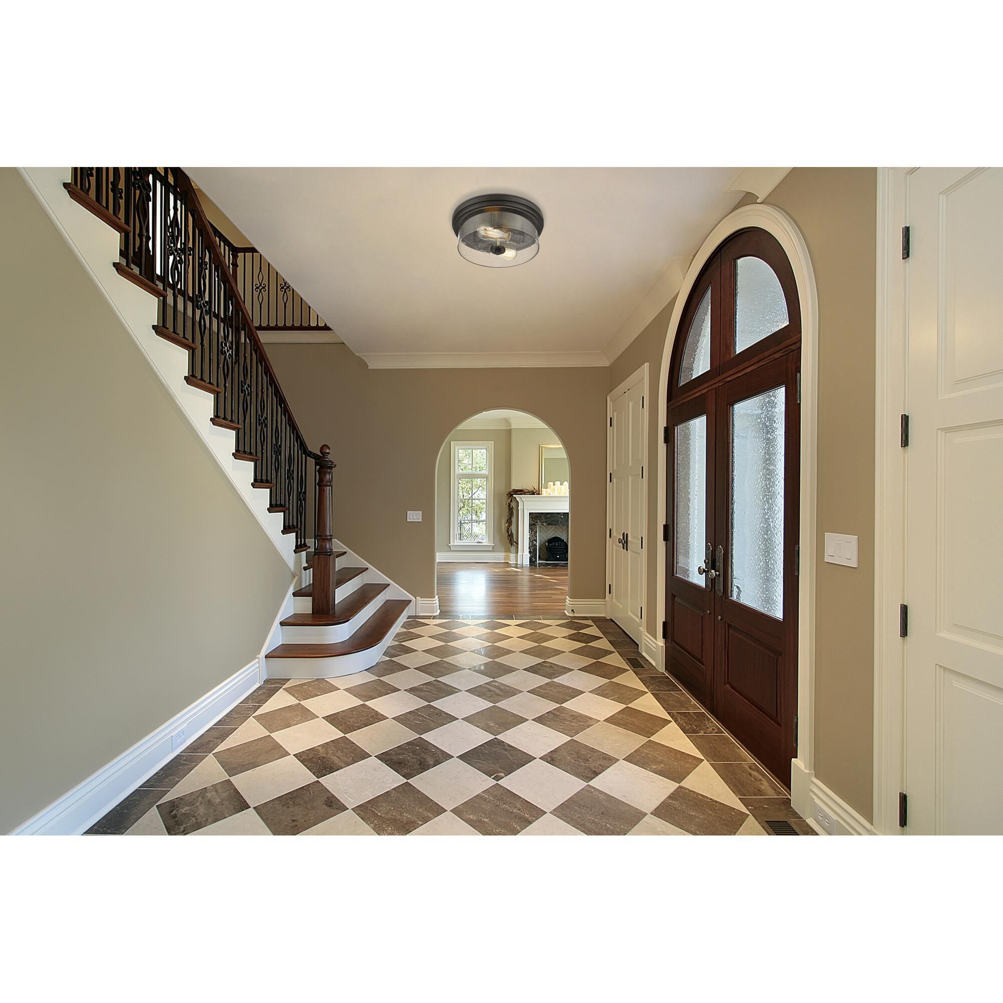 Shown in Matte Black finish and Glass shade