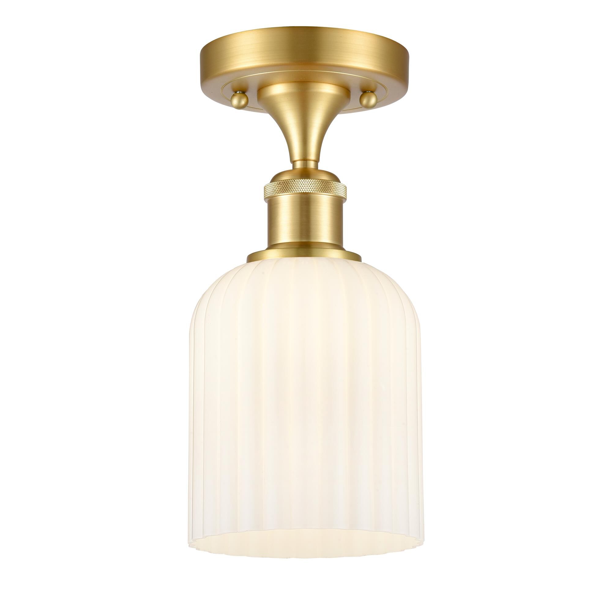 Shown in Satin Gold finish and Gloss White shade