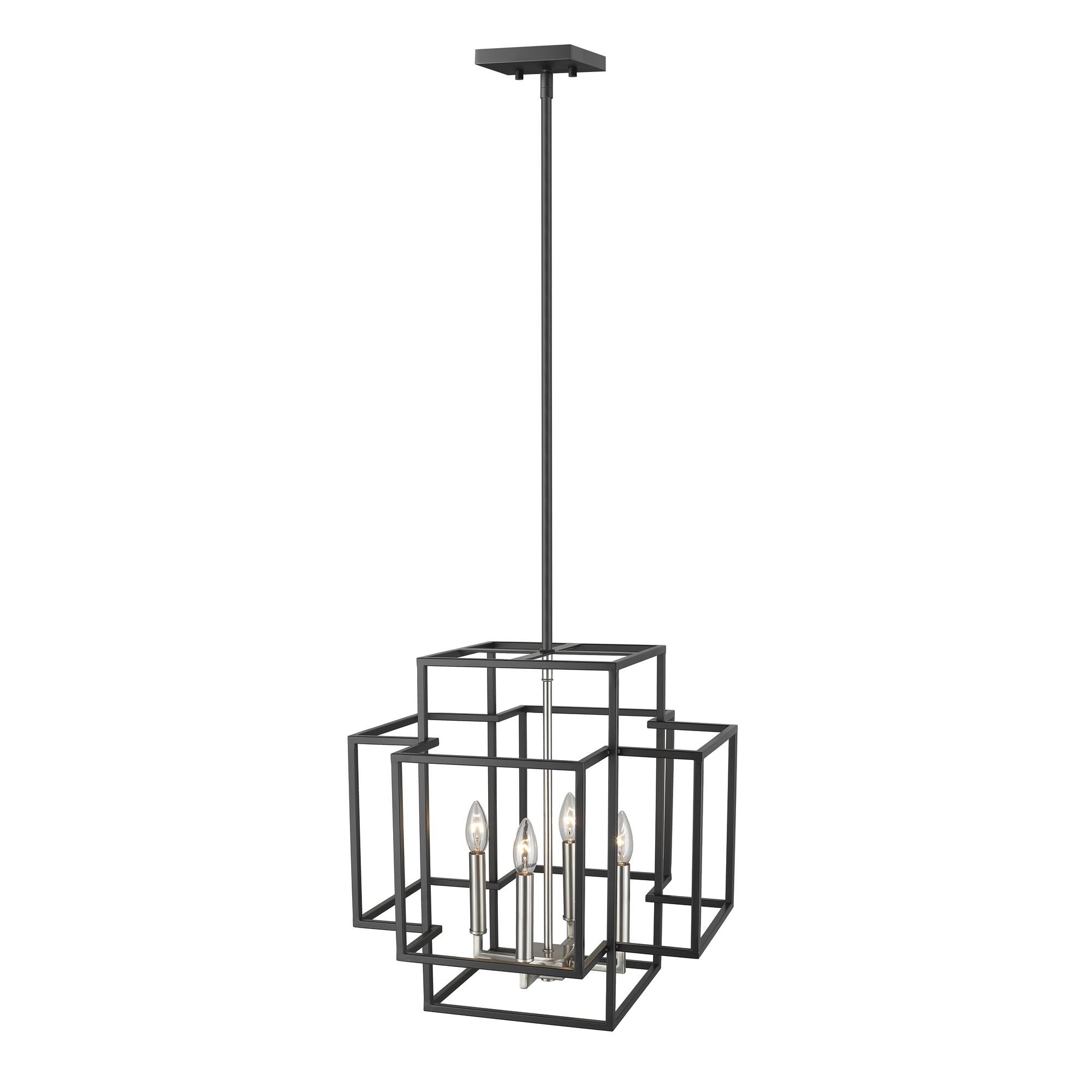Shown in Black + Brushed Nickel finish and --- glass and --- shade