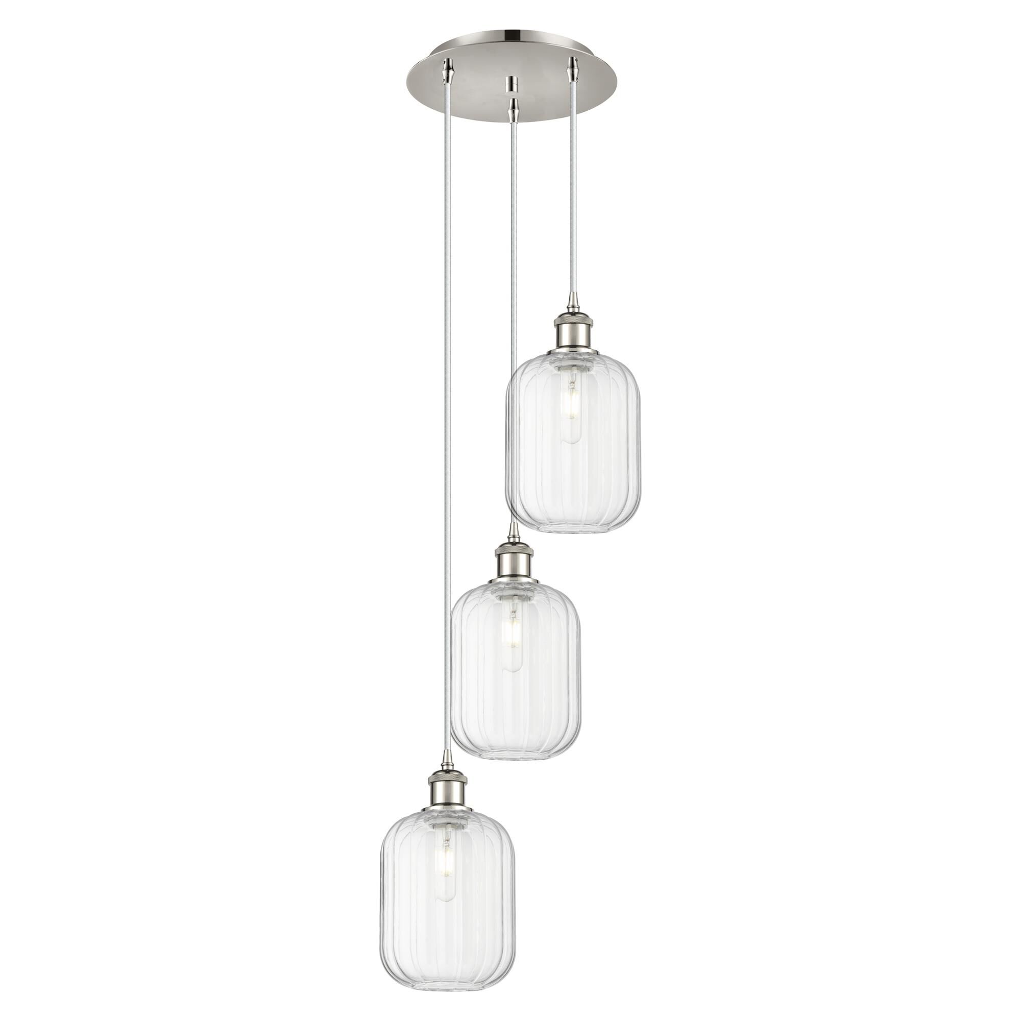 Shown in Polished Nickel finish and Clear glass