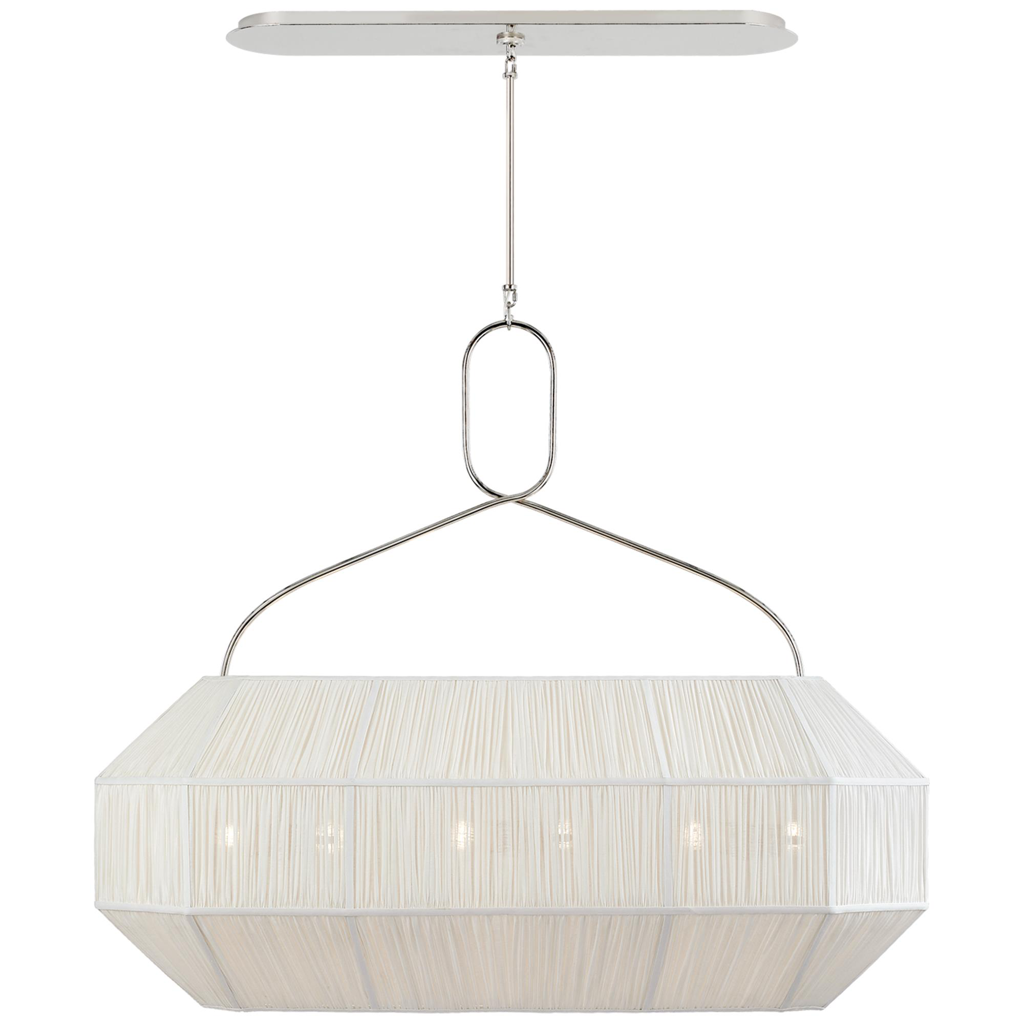 Shown in Polished Nickel finish and Rectangular Linen shade