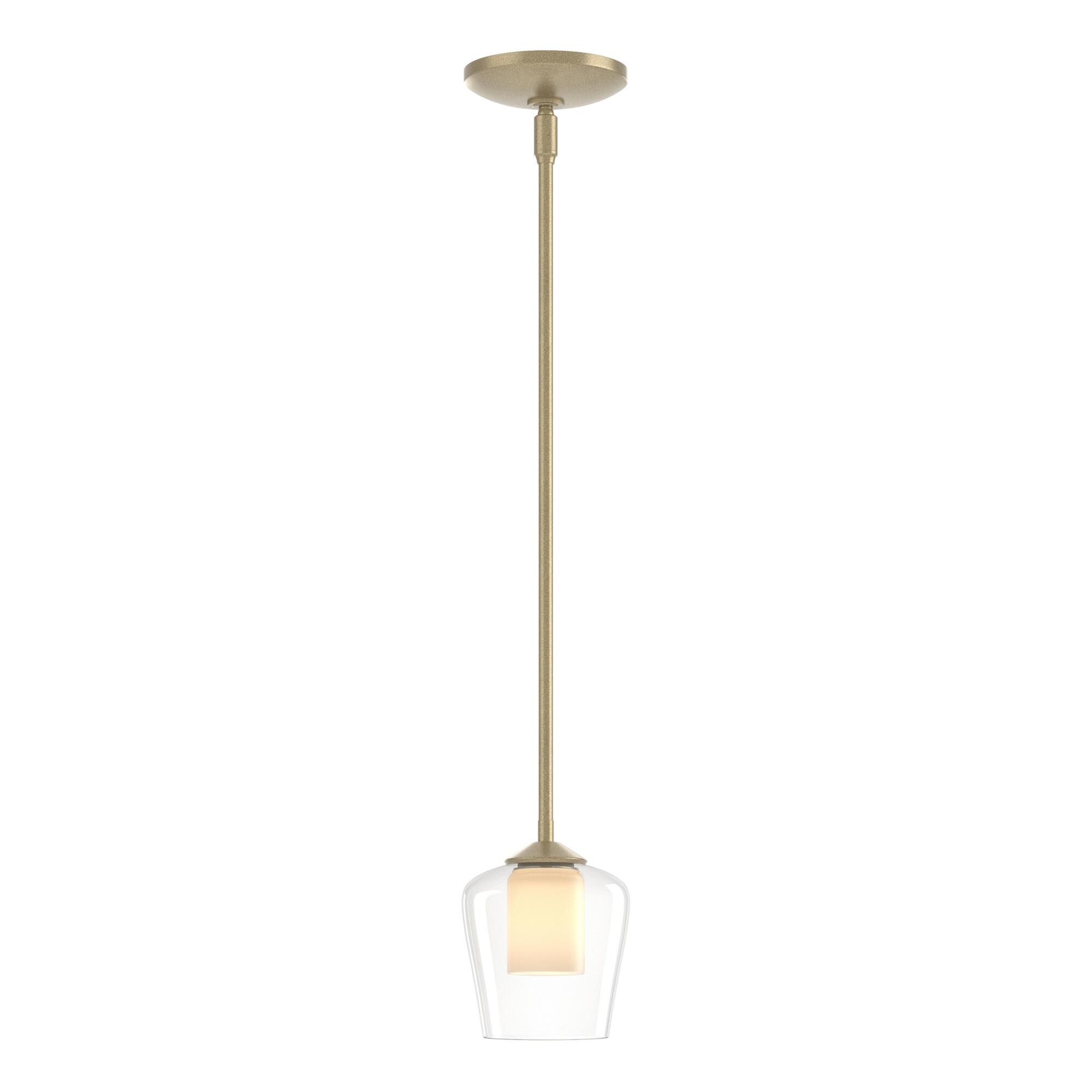 Shown in Soft Gold finish and Opal and Clear glass