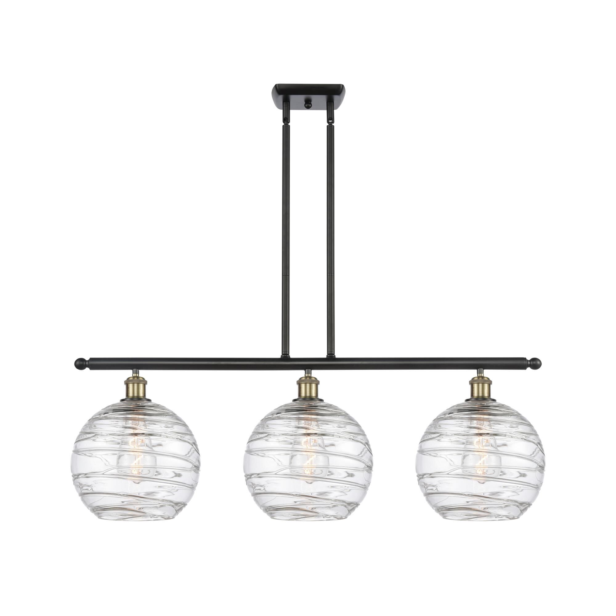 Shown in Black Antique Brass finish and Clear Athens Deco Swirl 8