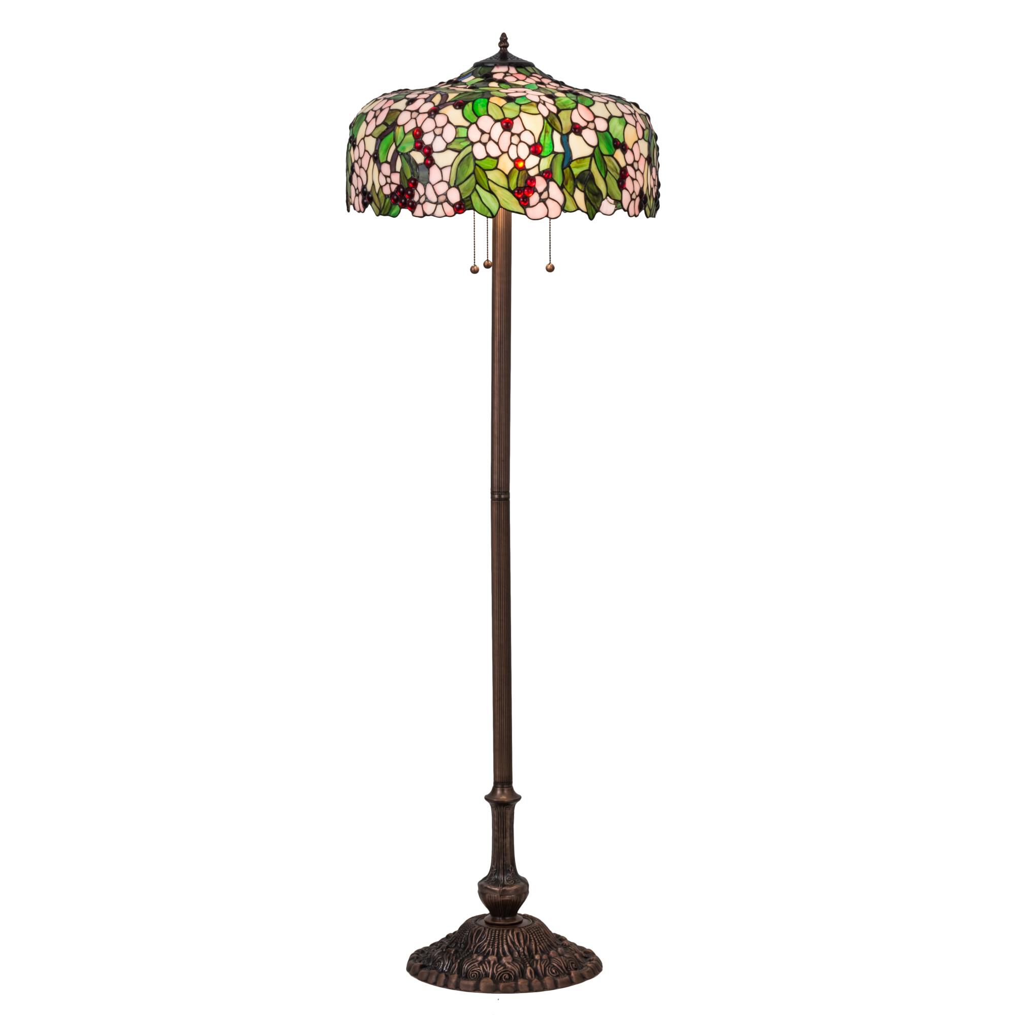 Shown in Mahogany Bronze finish and Beige-Pink-Red glass