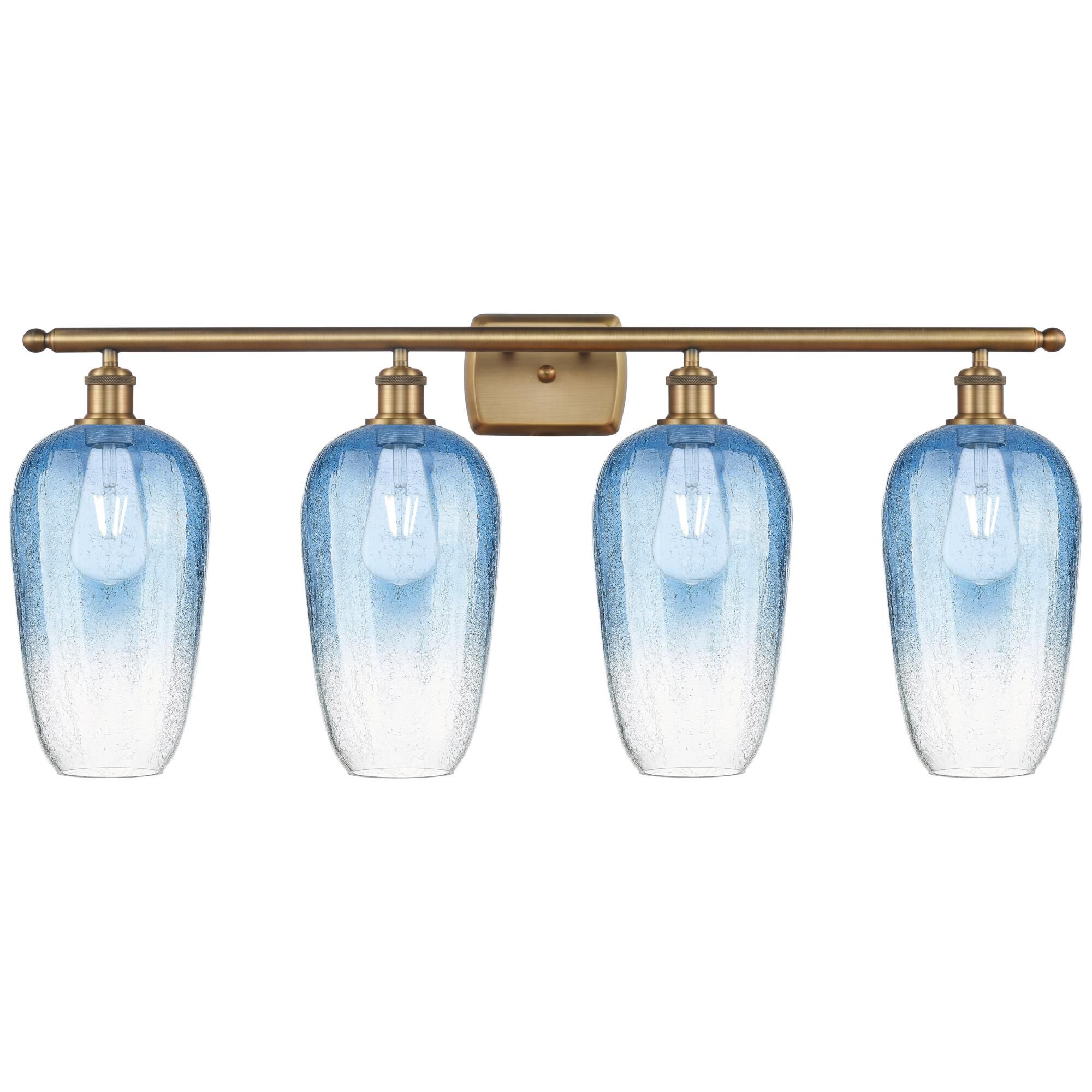 Shown in Brushed Brass finish and Sapphire Blue glass