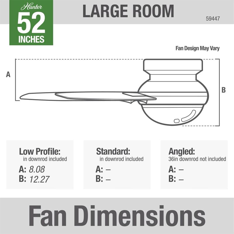 Dempsey 52 Inch Ceiling Fan with Light Kit by Hunter Fan