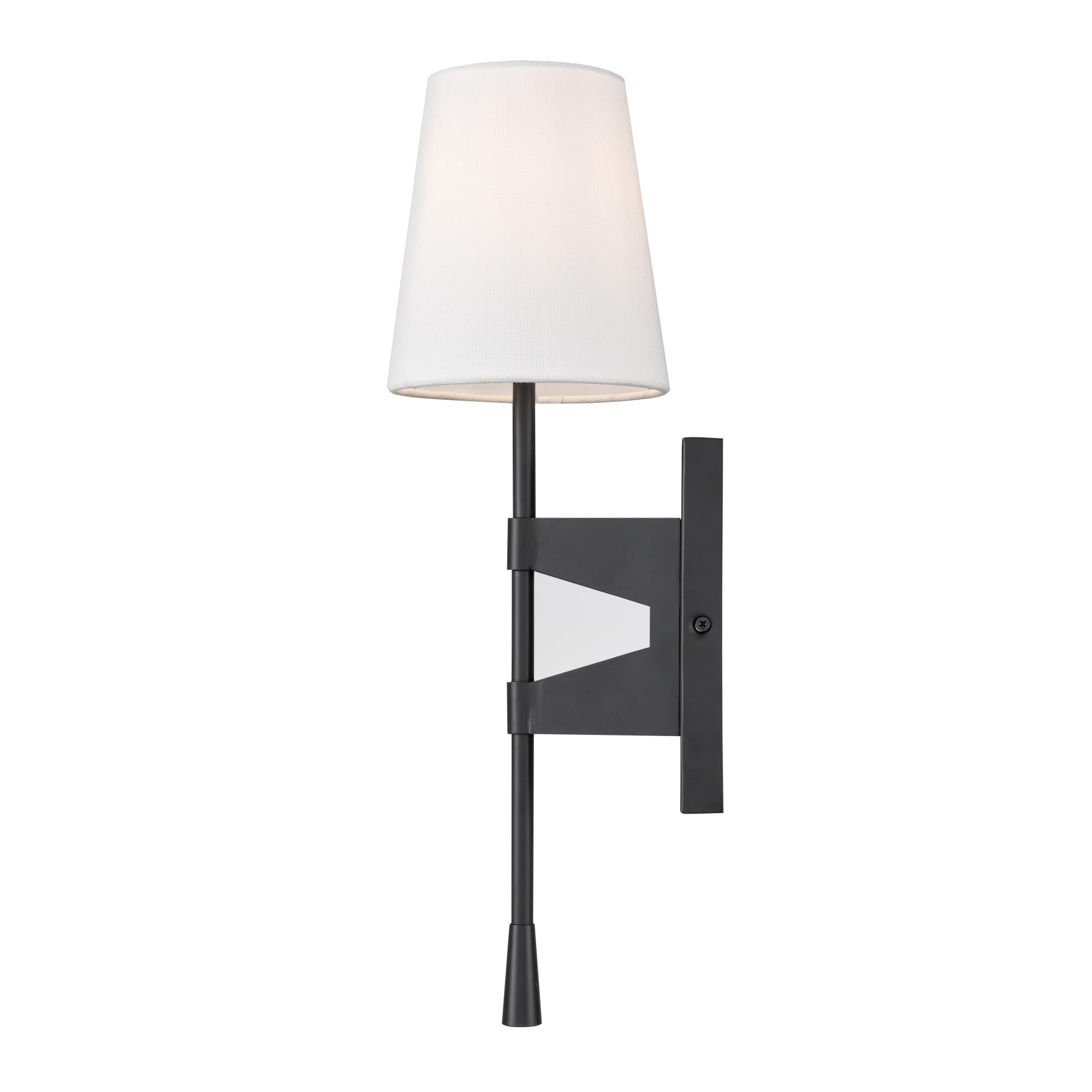 Shown in Matte Black finish and Linen shade