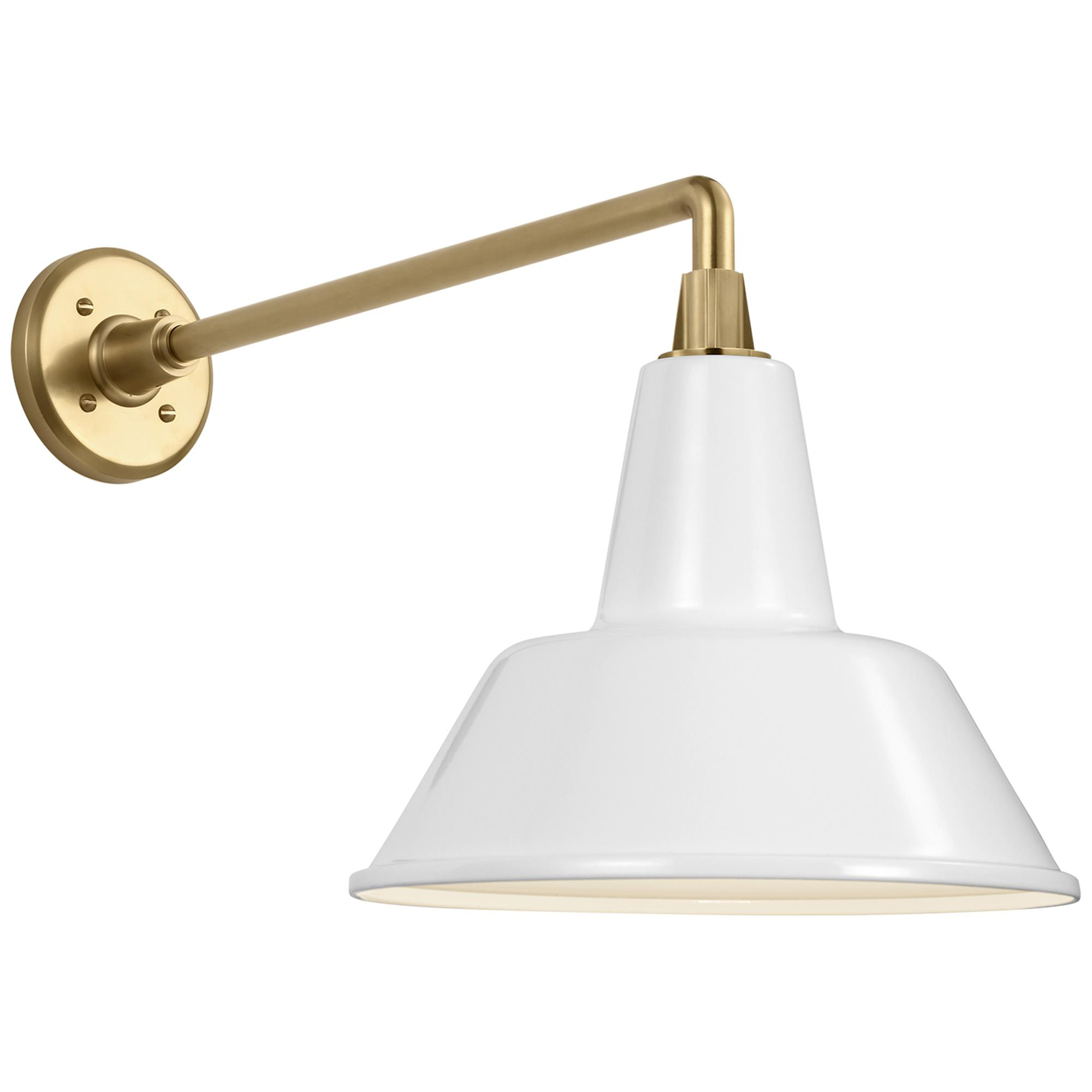 Shown in Hand-Rubbed Antique Brass finish and White Bowers shade