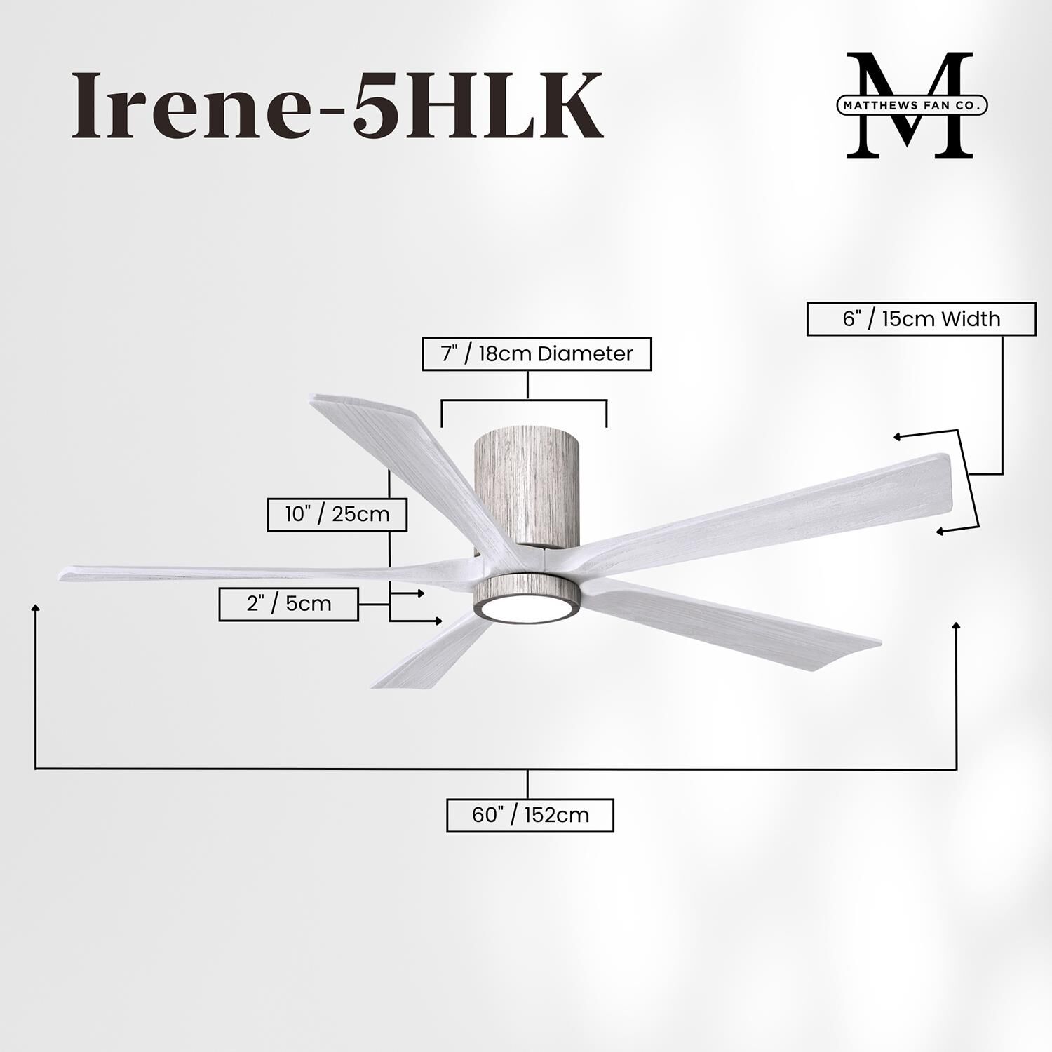Irene 60 Inch Flush Mount Fan with Light Kit by Matthews Fan Company