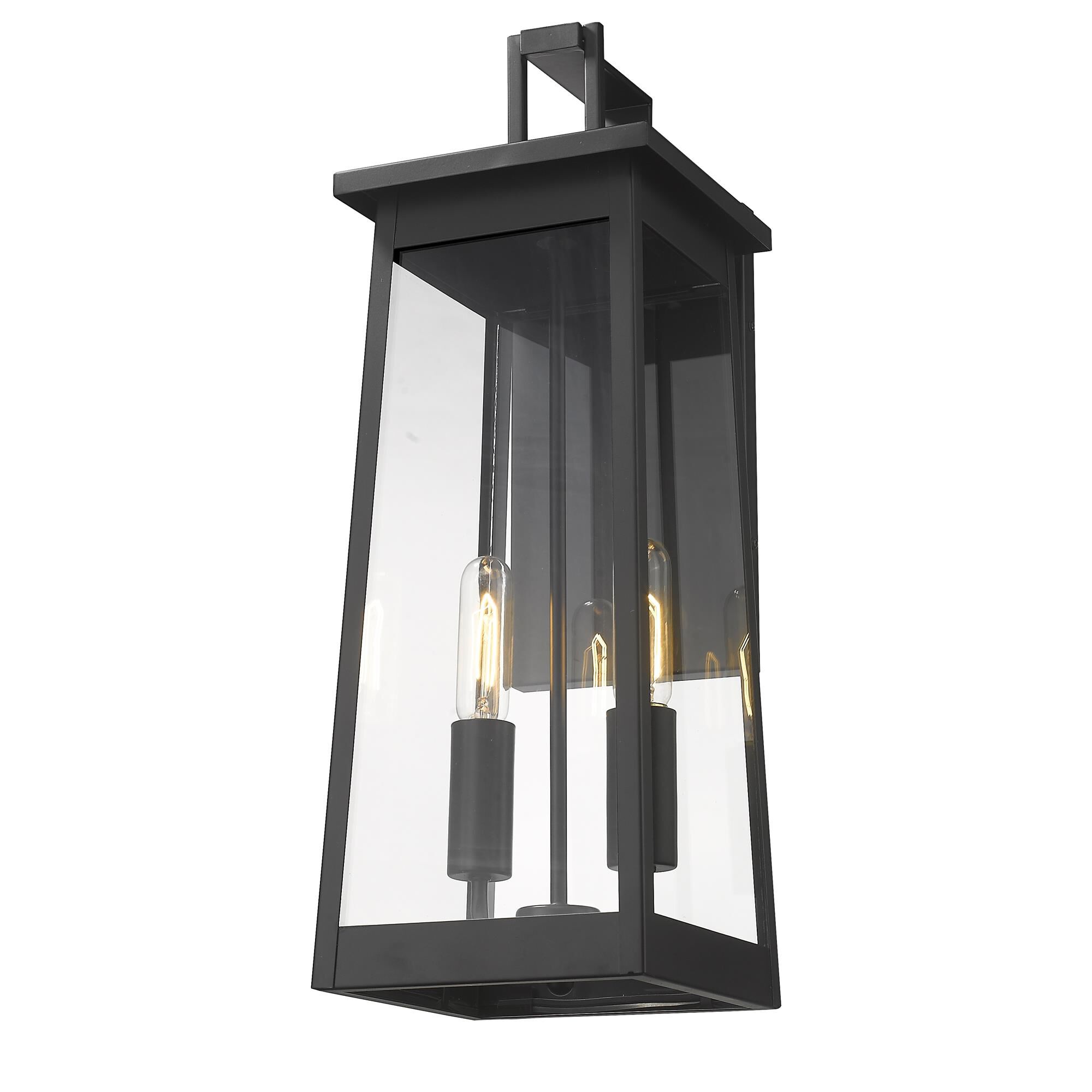 Shown in Matte Black finish and Clear glass and Clear Glass Panels shade