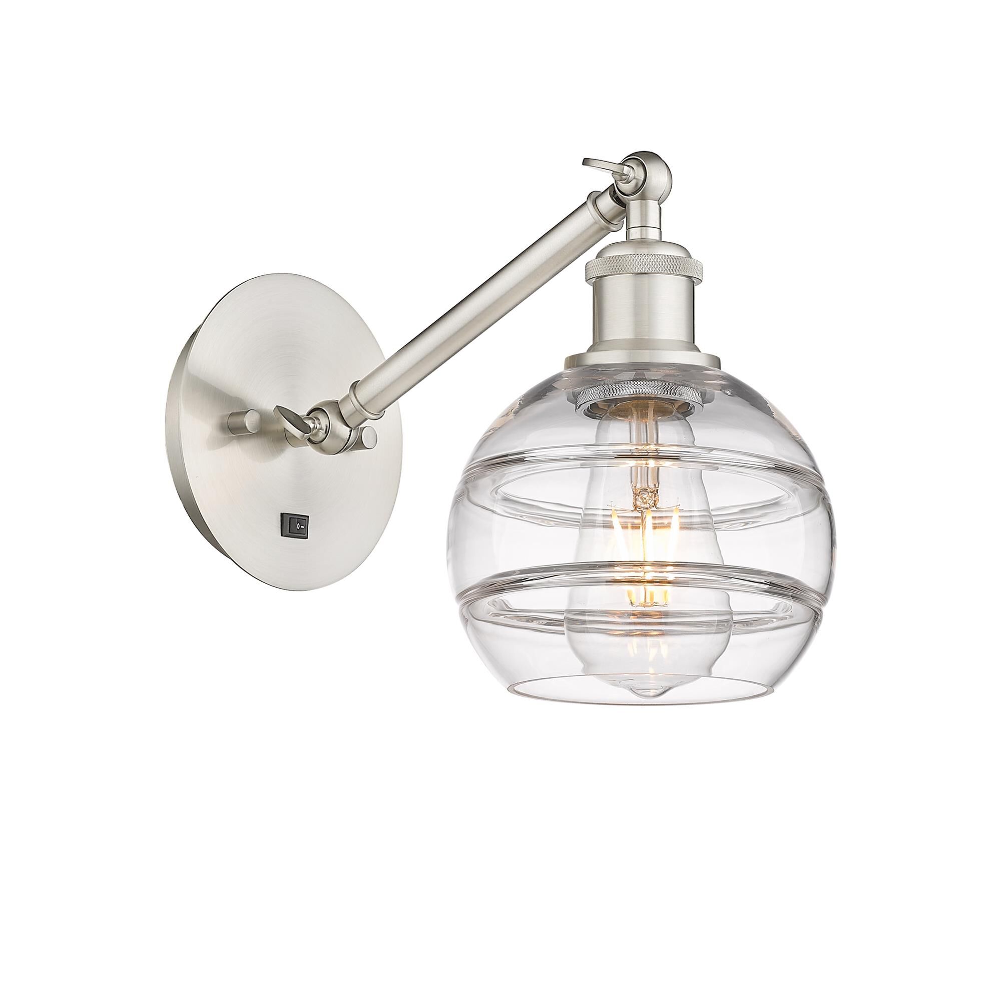 Shown in Brushed Satin Nickel finish and Clear glass