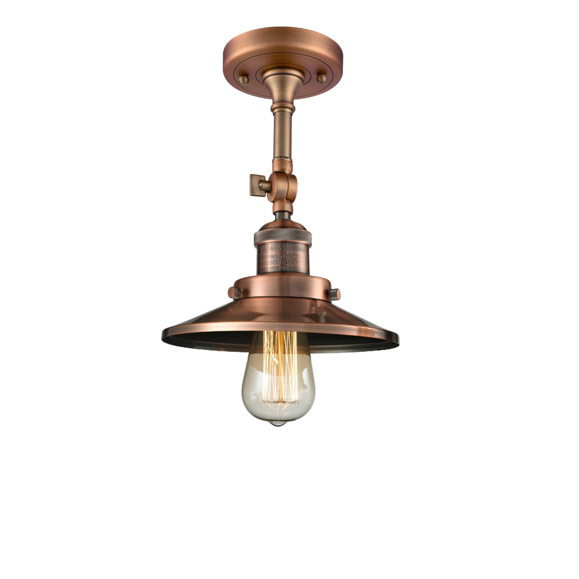 Shown in Antique Copper finish and Antique Copper shade