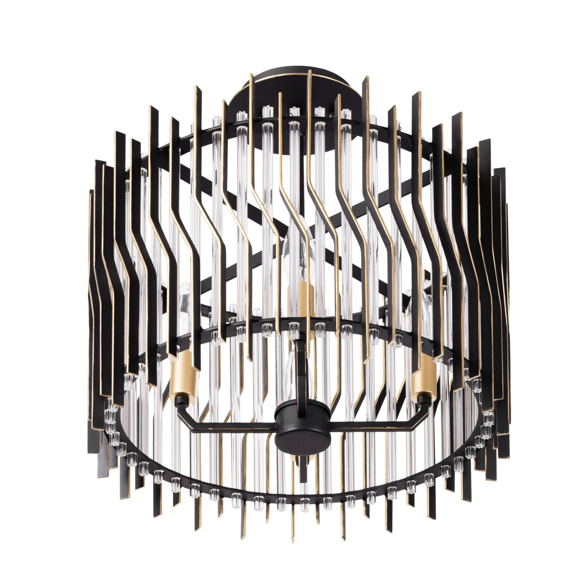 Shown in Matte Black/French Gold finish and Modern Clear Fluted shade