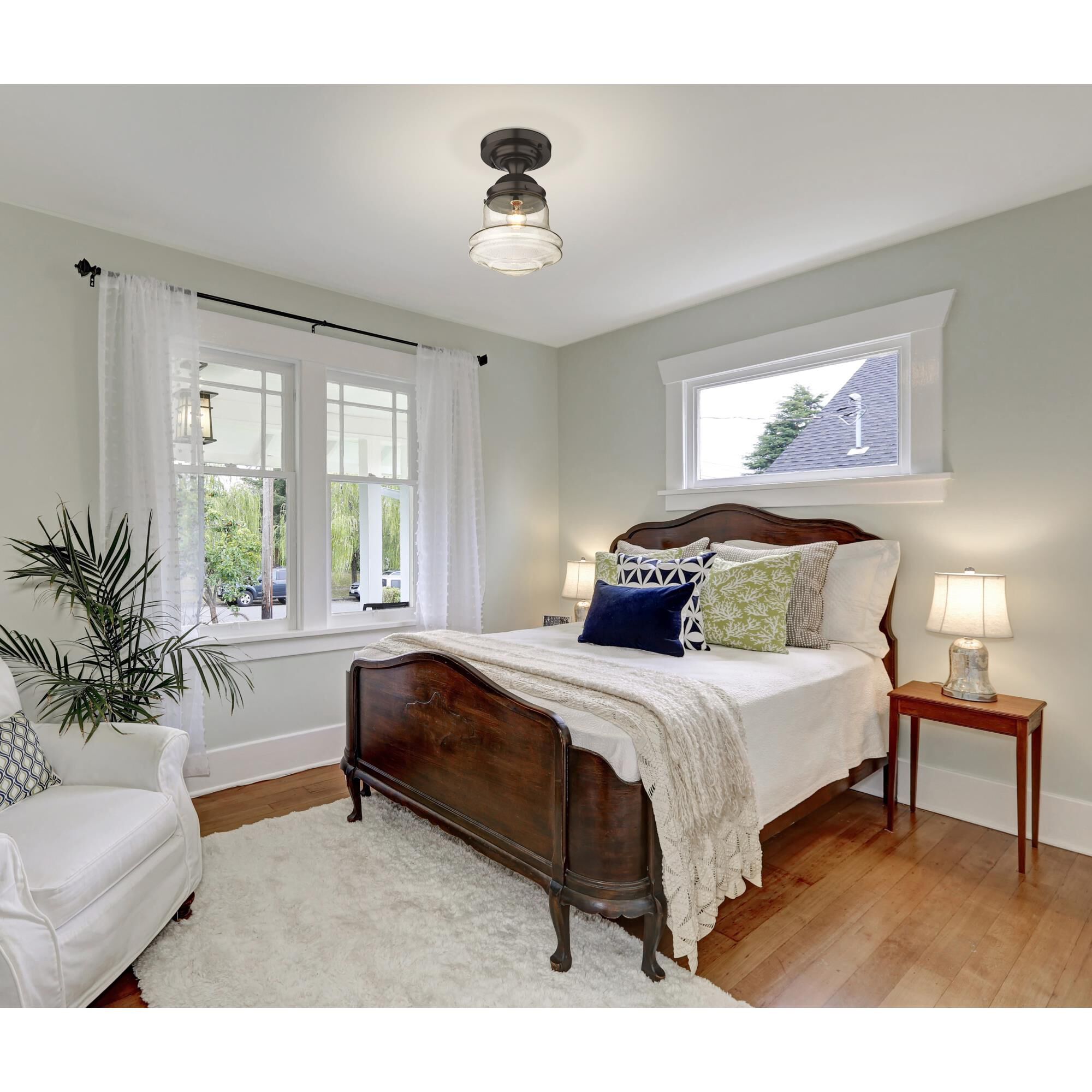 Shown in Bronze finish and Clear Seedy glass and Clear Seedy shade