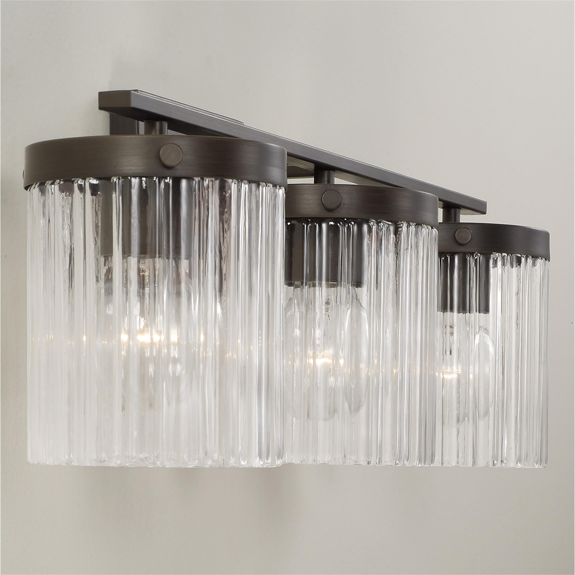 Shown in Oil Rubbed Bronze finish and Beveled Fluted glass