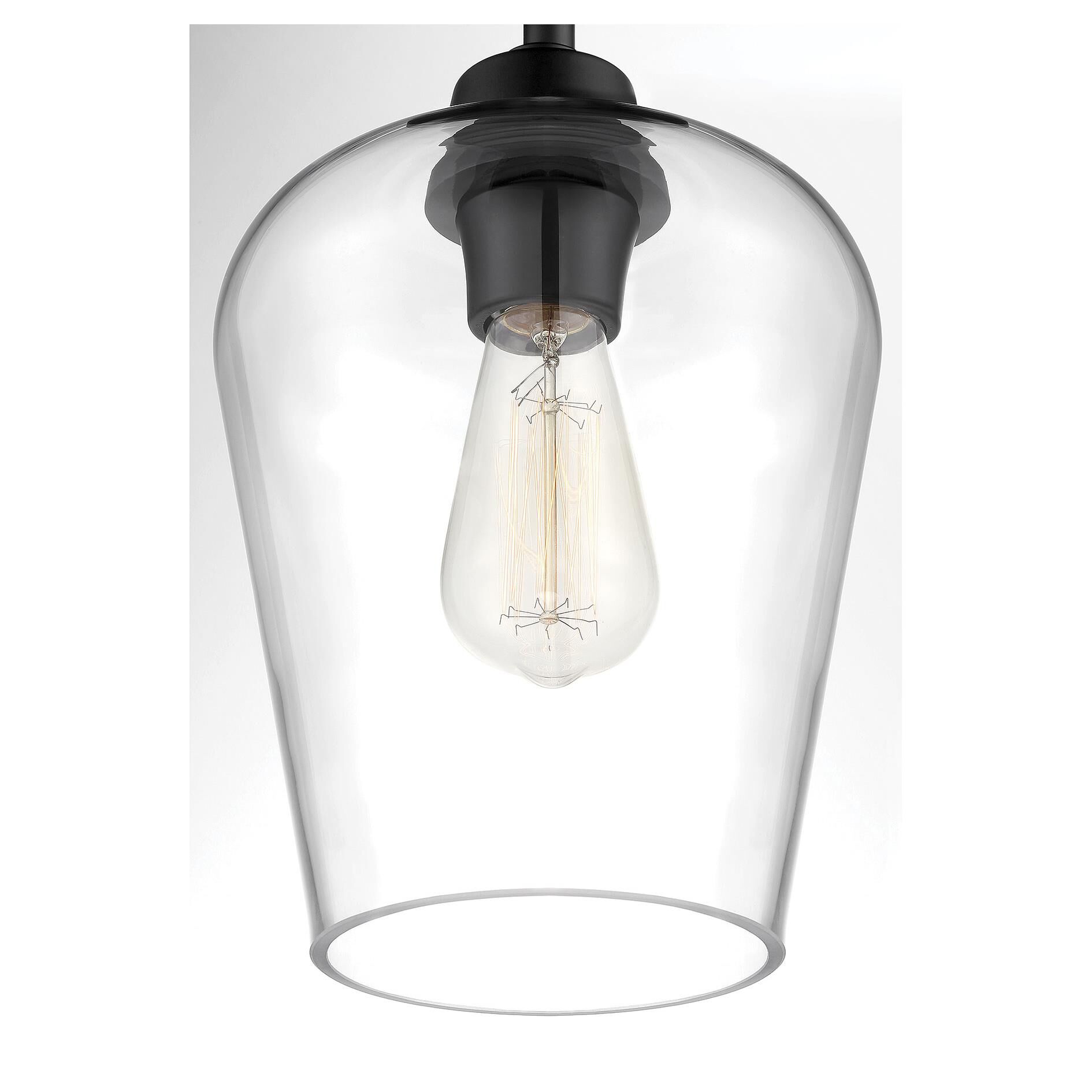 Shown in Black finish and Clear glass