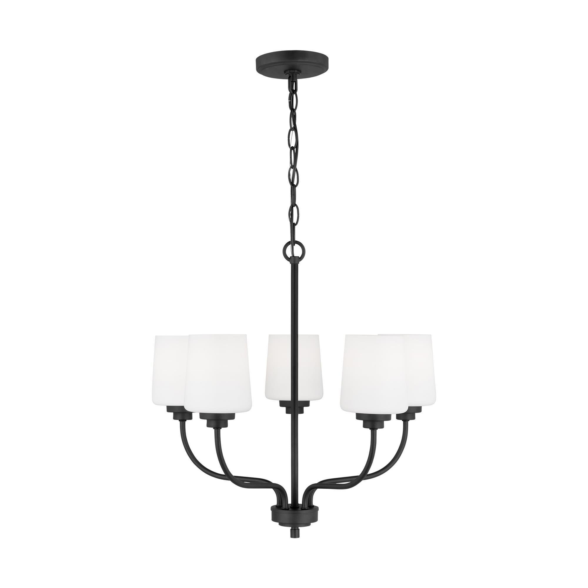 Shown in Midnight Black finish and Etched / White Inside glass and Etched / White Inside Glass s shade