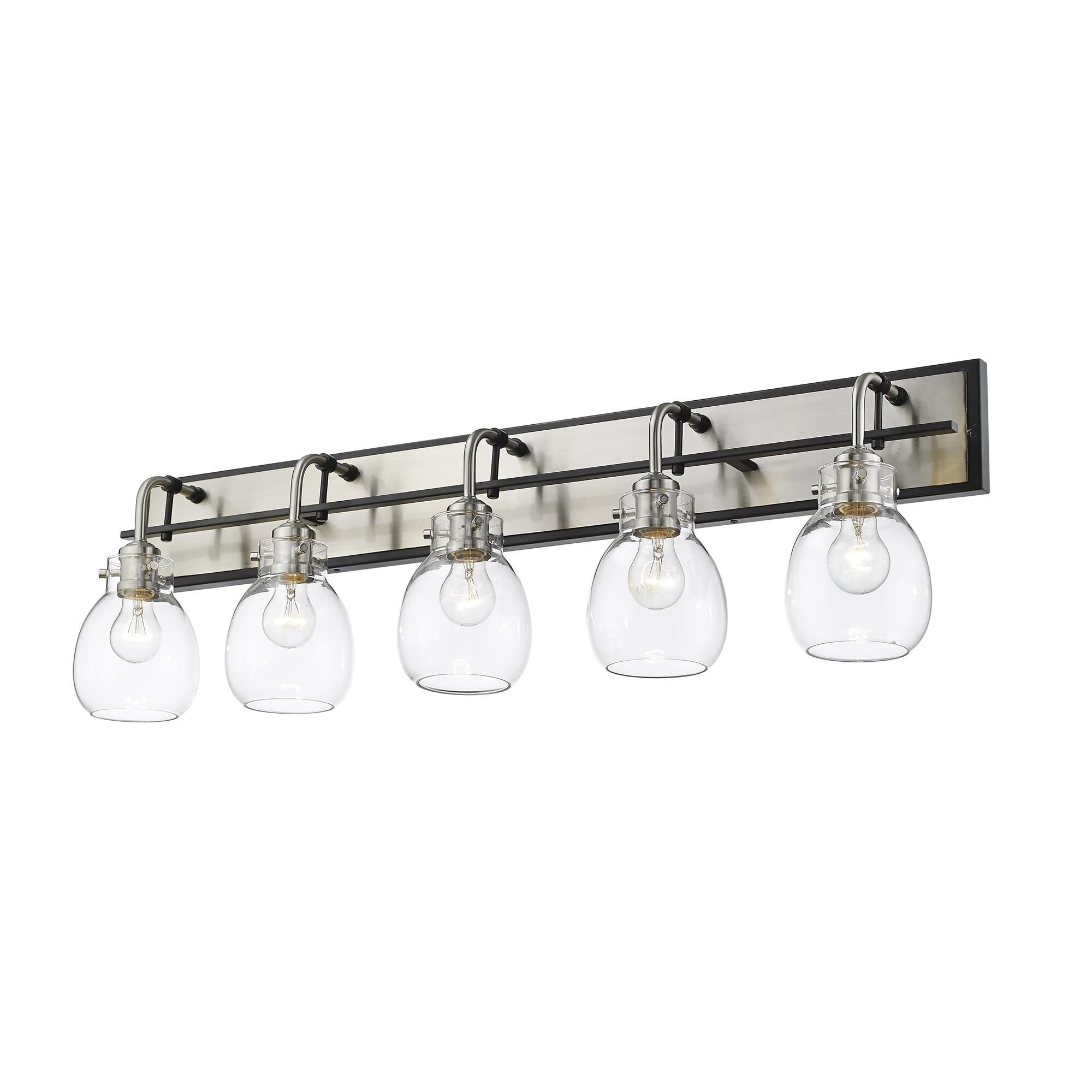Shown in Matte Black + Brushed Nickel finish and Glass shade