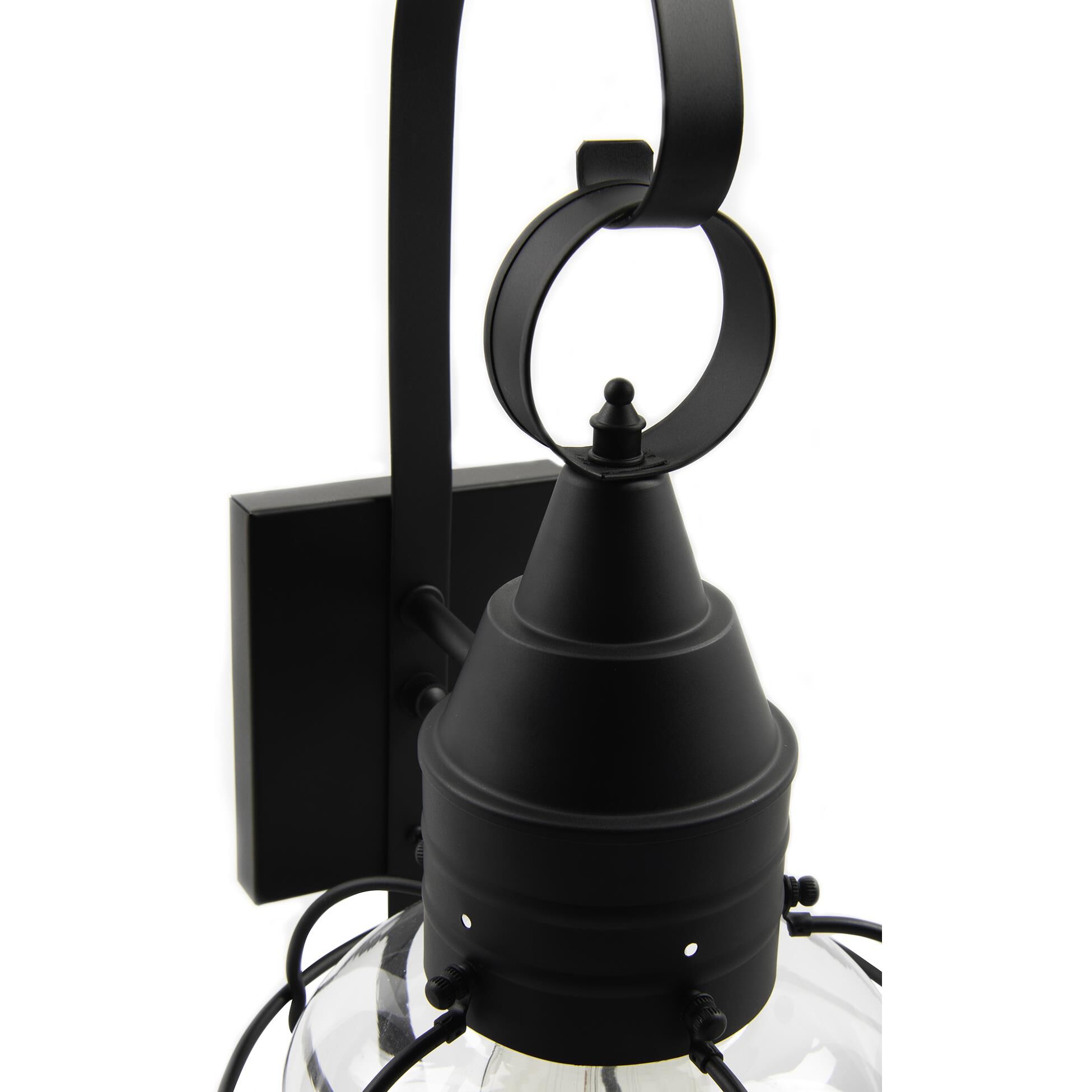 Shown in Black finish and Clear glass