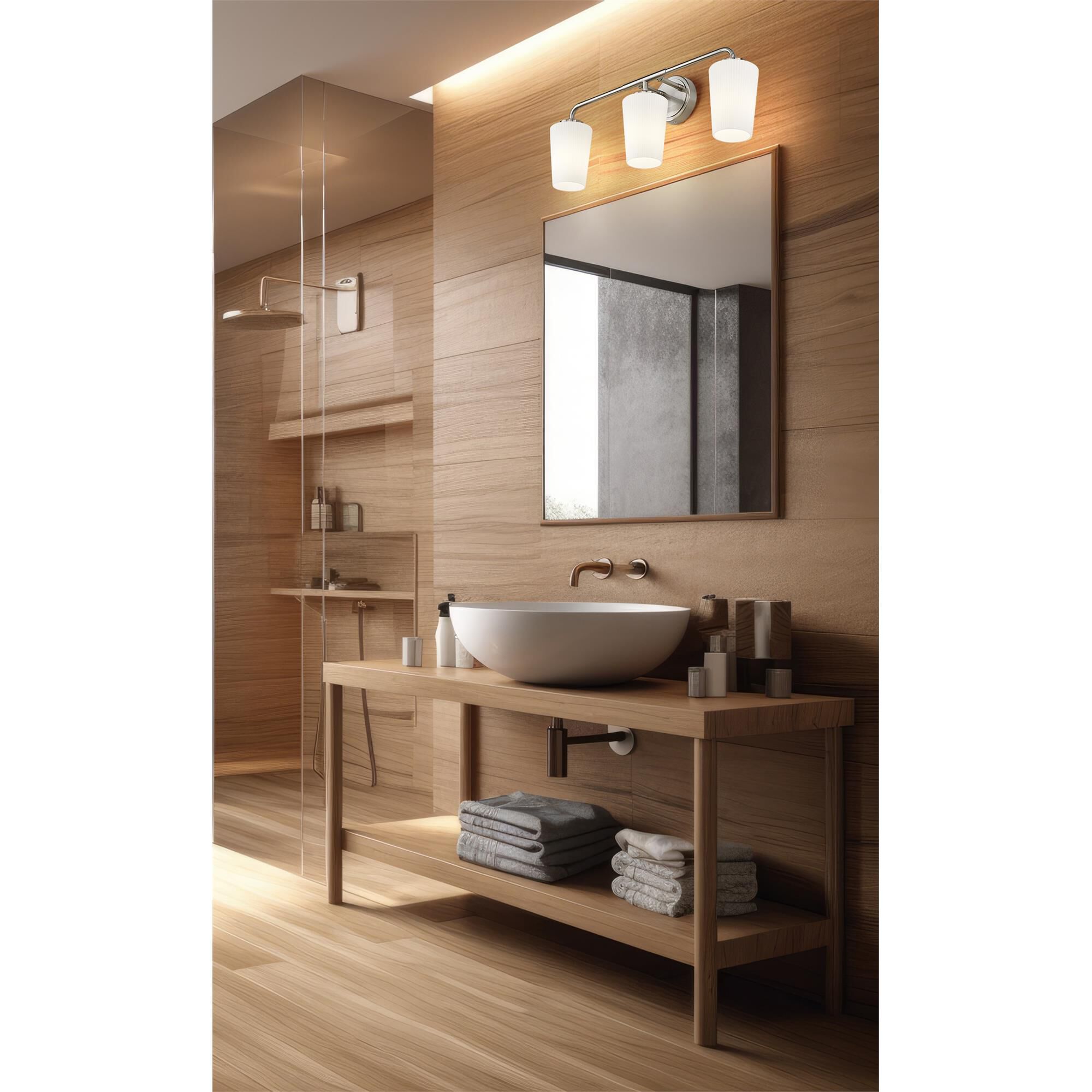 Shown in Brushed Nickel finish and Matte Opal glass and Matte Opal shade