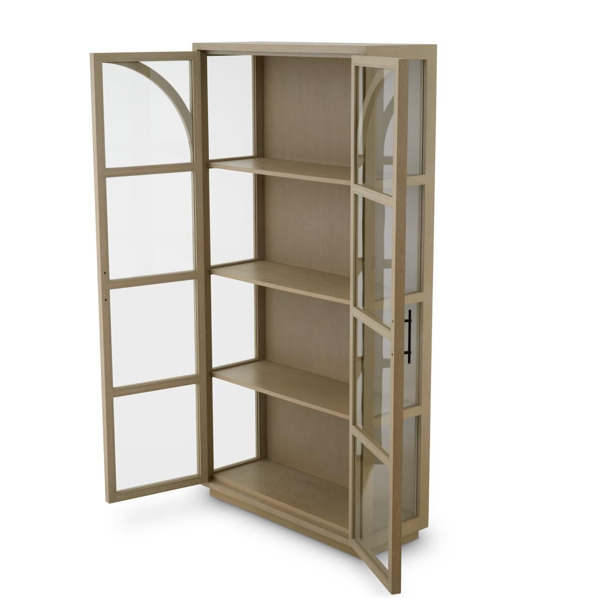 Shown in Washed Oak Veneer, Clear Glass, Bronze finish