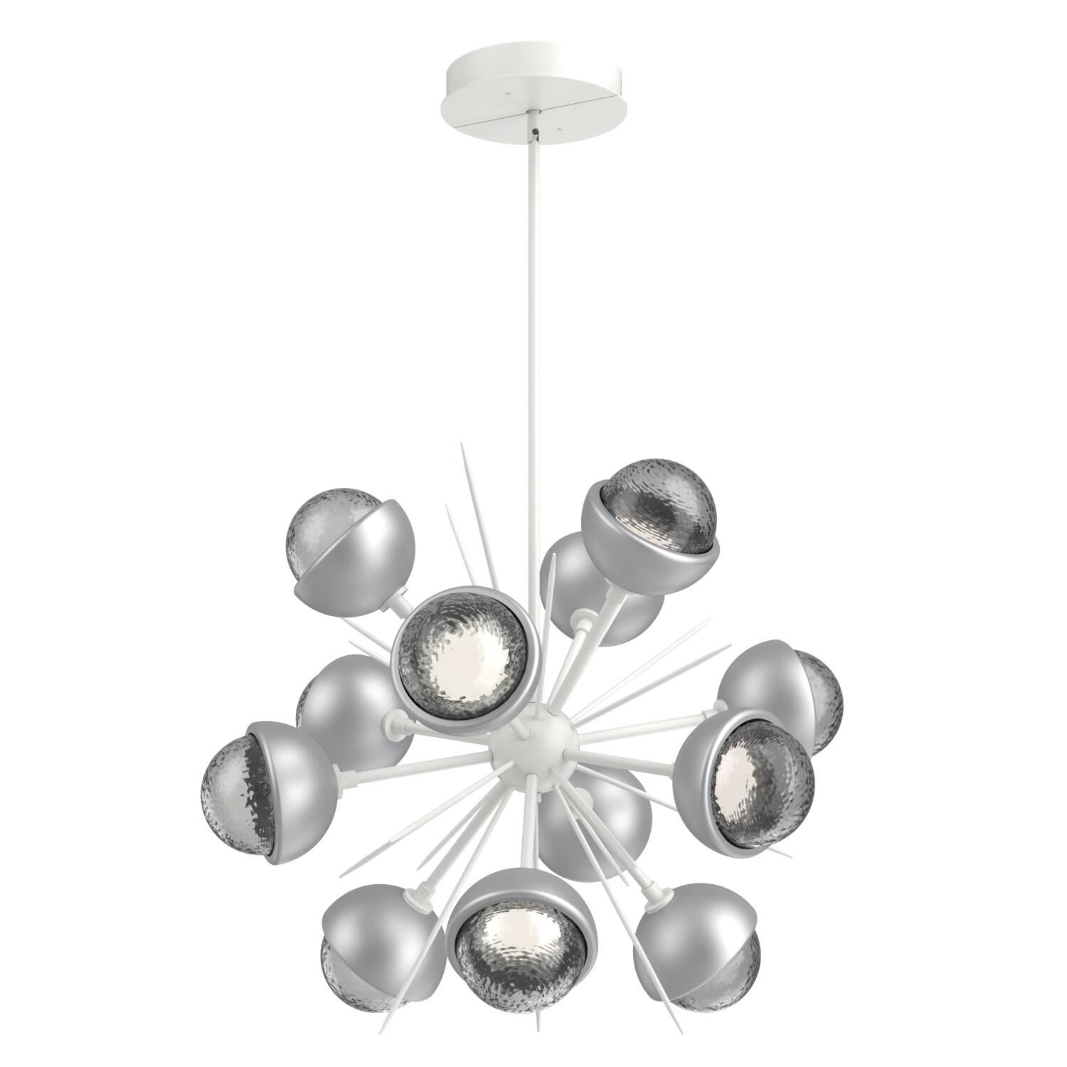 Shown in Salt White finish and Smoke glass and Classic Silver accent