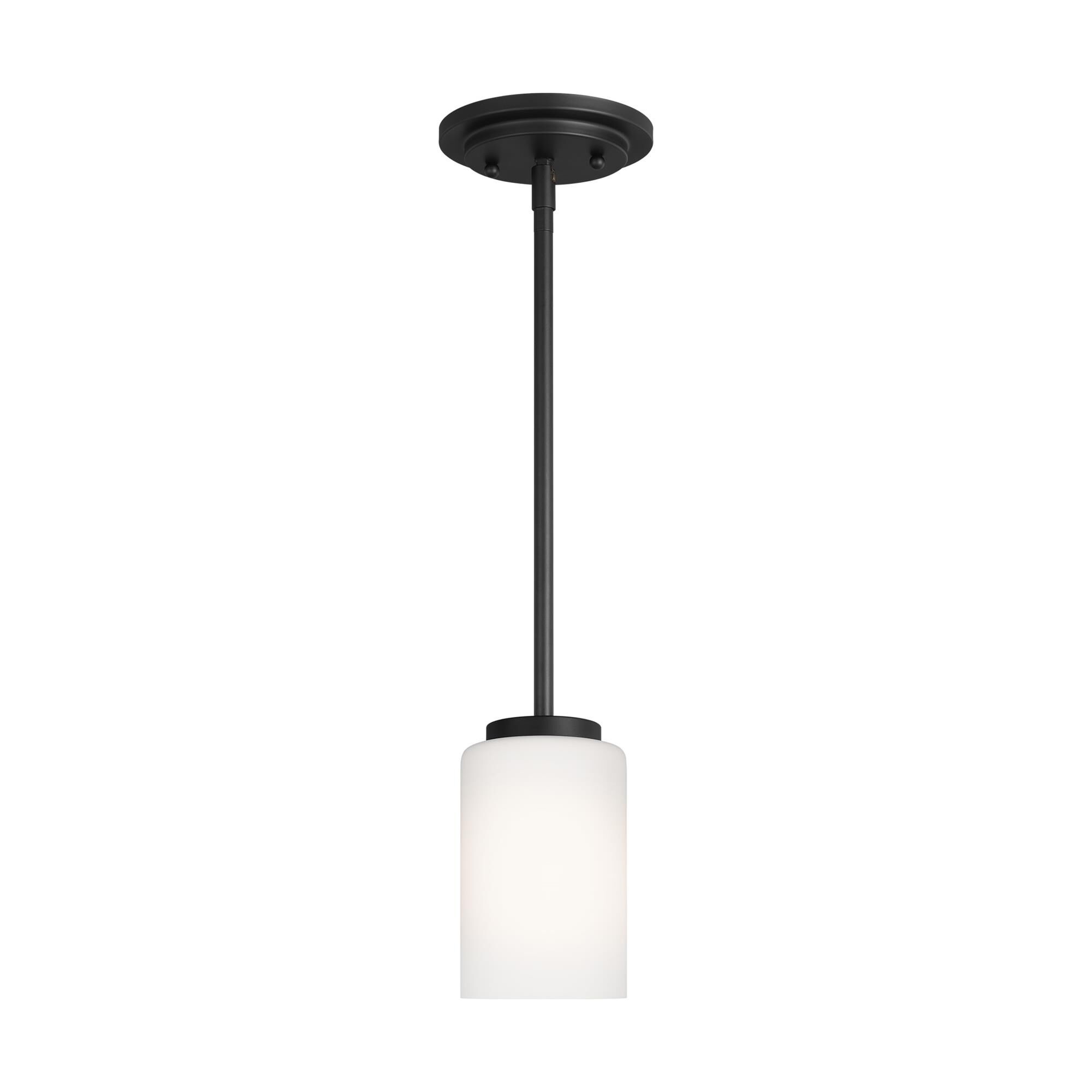 Shown in Midnight Black finish and Cased Opal Etched glass and Cased Opal Etched Glass shade