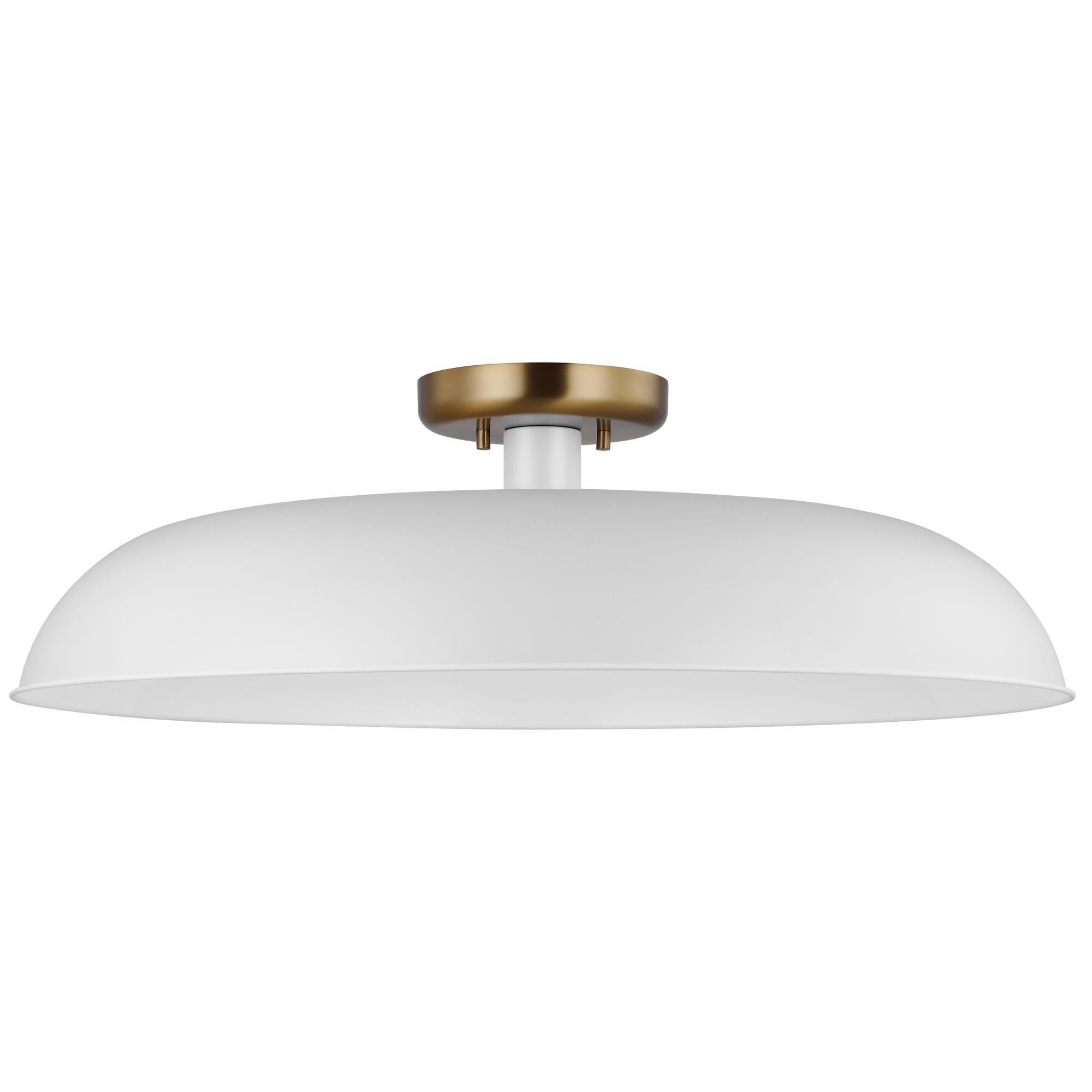 Shown in Matte White and Burnished Brass finish