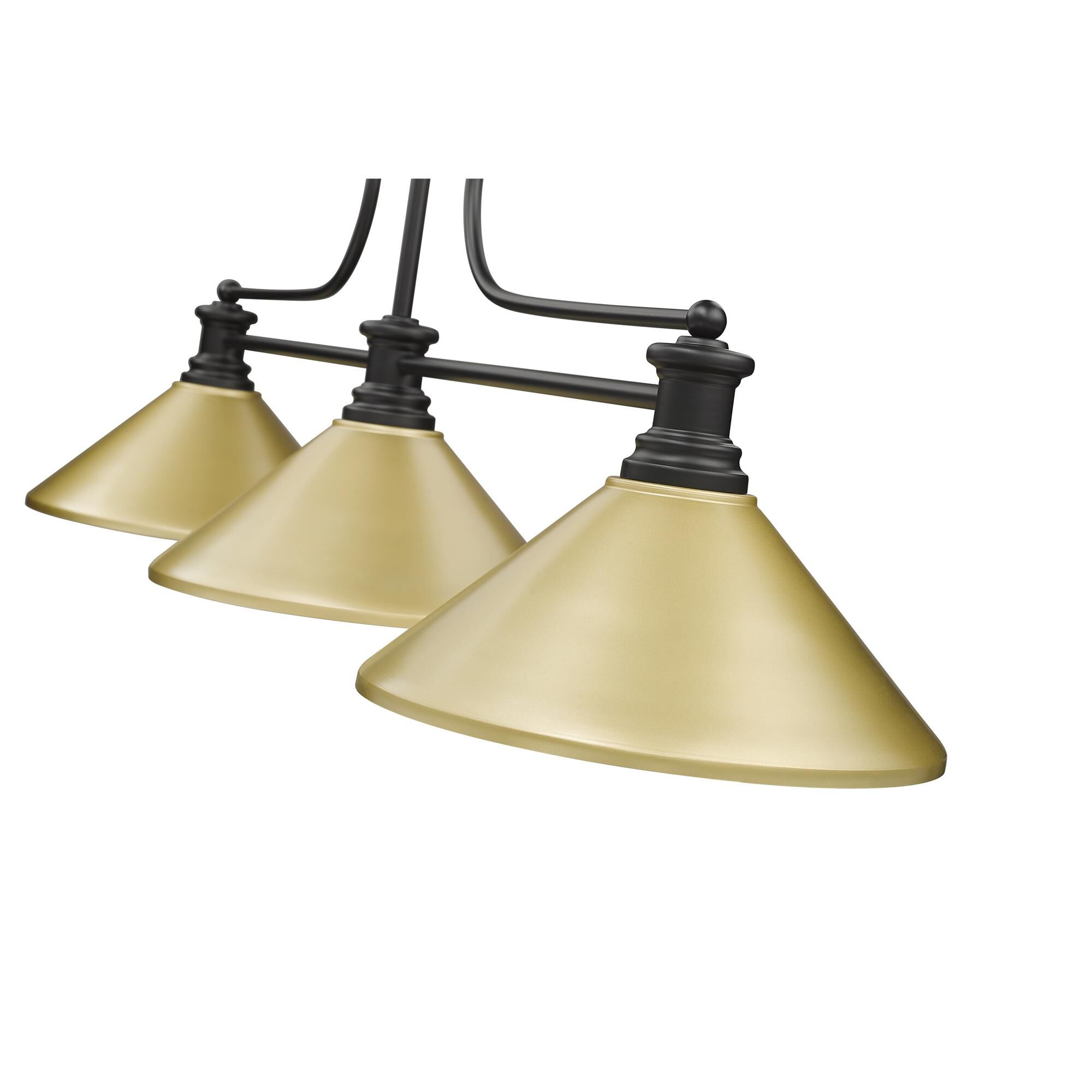 Shown in Matte Black finish and Satin Gold shade