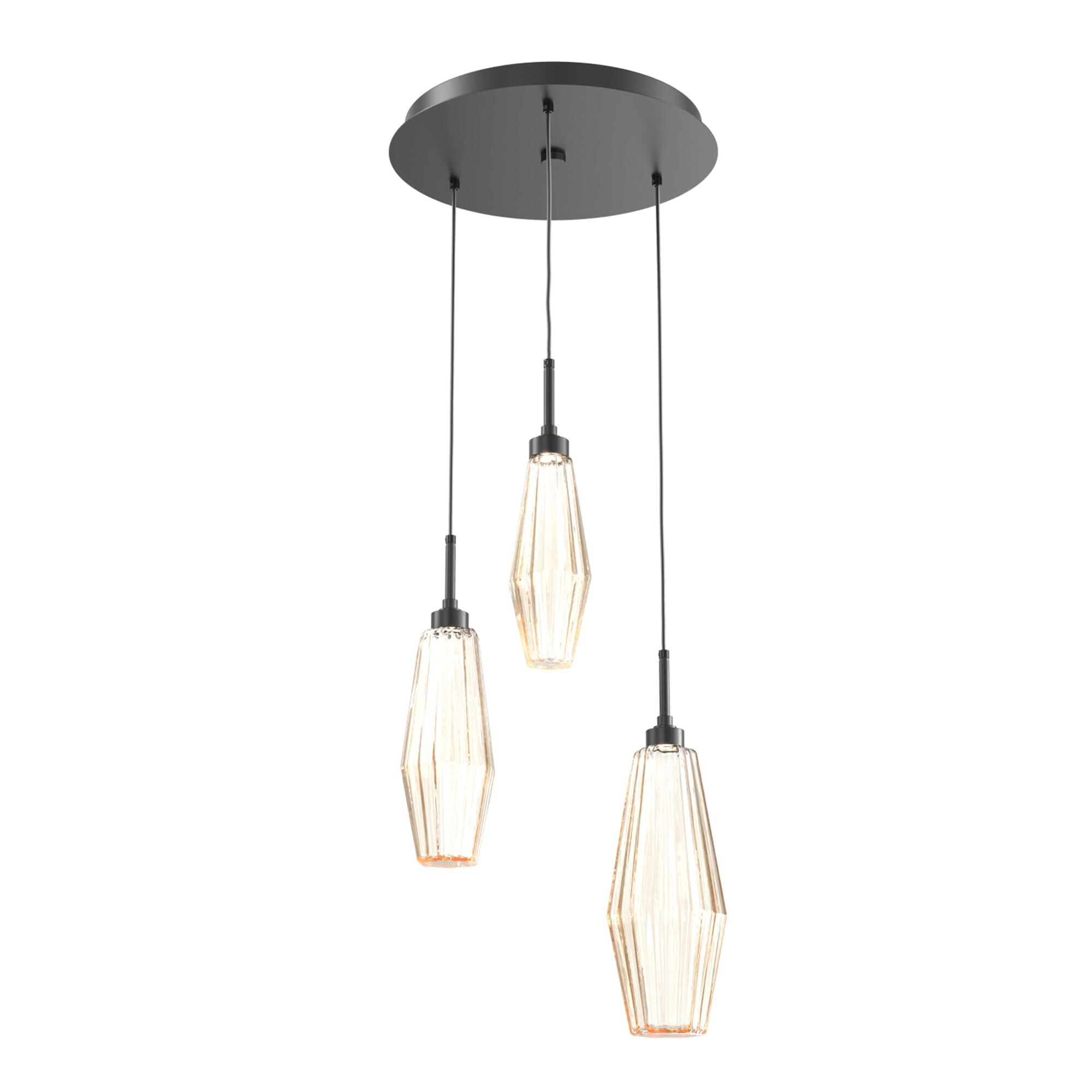 Shown in Matte Black finish and Optic Rib Amber glass