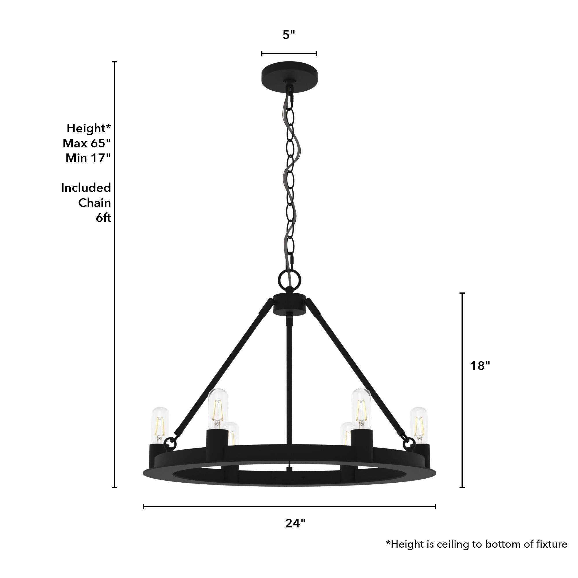 Saddlewood 24 Inch 6 Light Chandelier by Hunter Fan