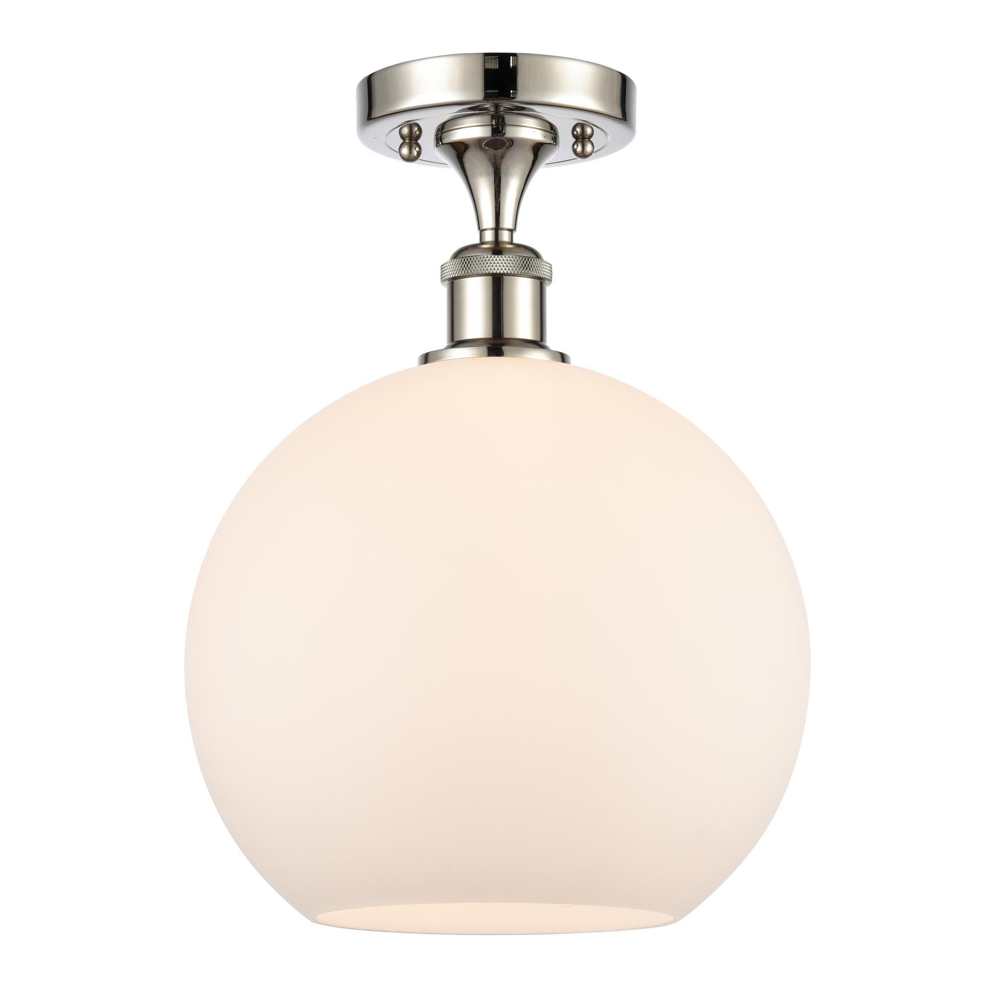 Shown in Polished Nickel finish and Sphere glass and Glass shade