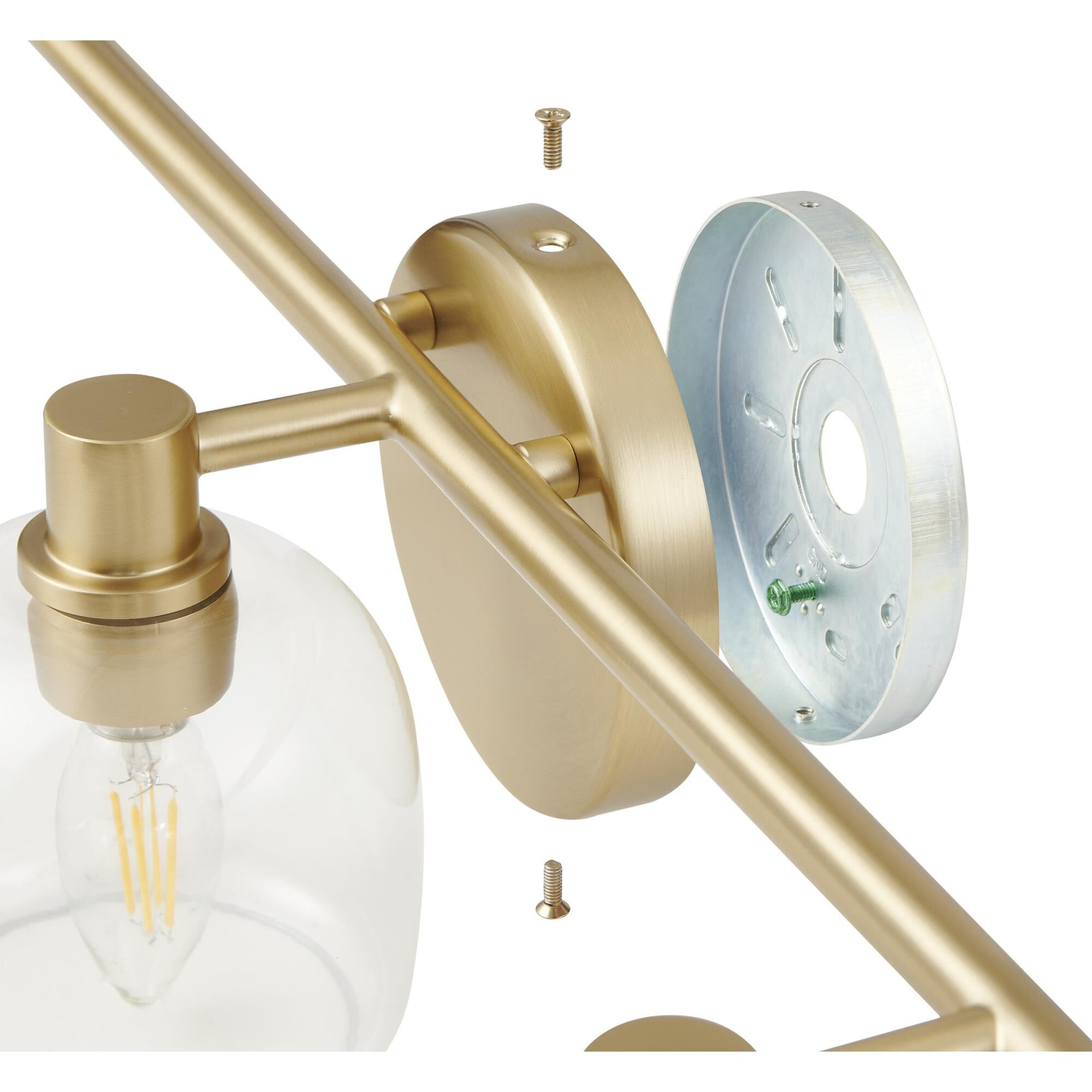 Shown in Champagne Gold finish and Clear glass