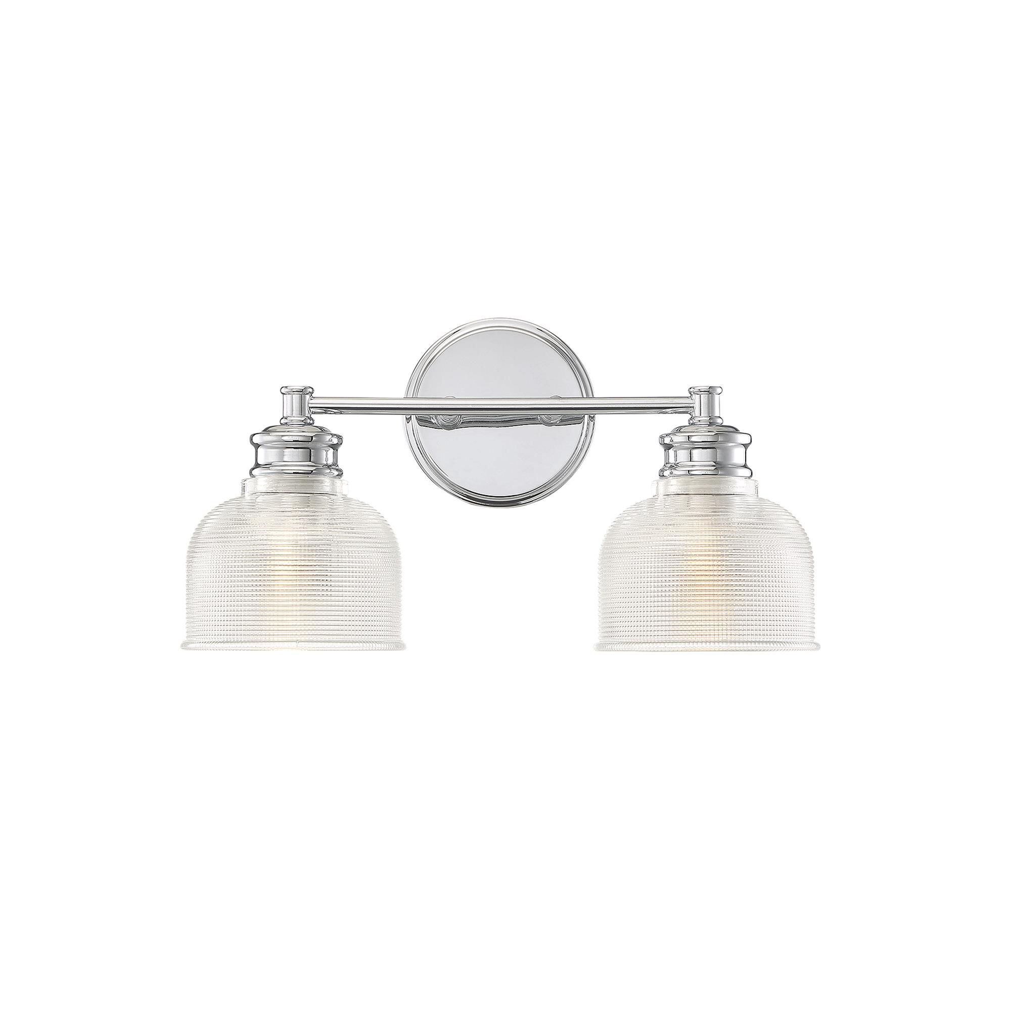 Shown in Chrome finish and Clear Halophane glass