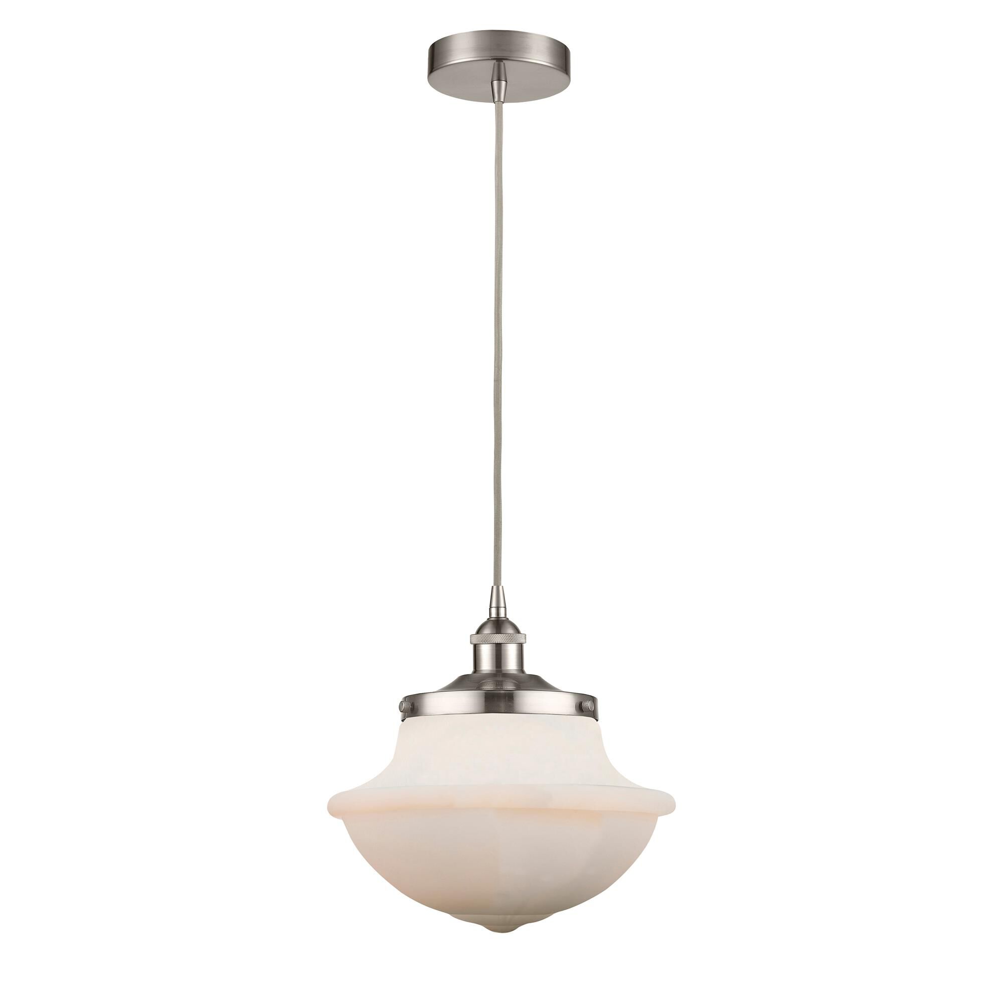 Shown in Satin Nickel finish and Matte White glass