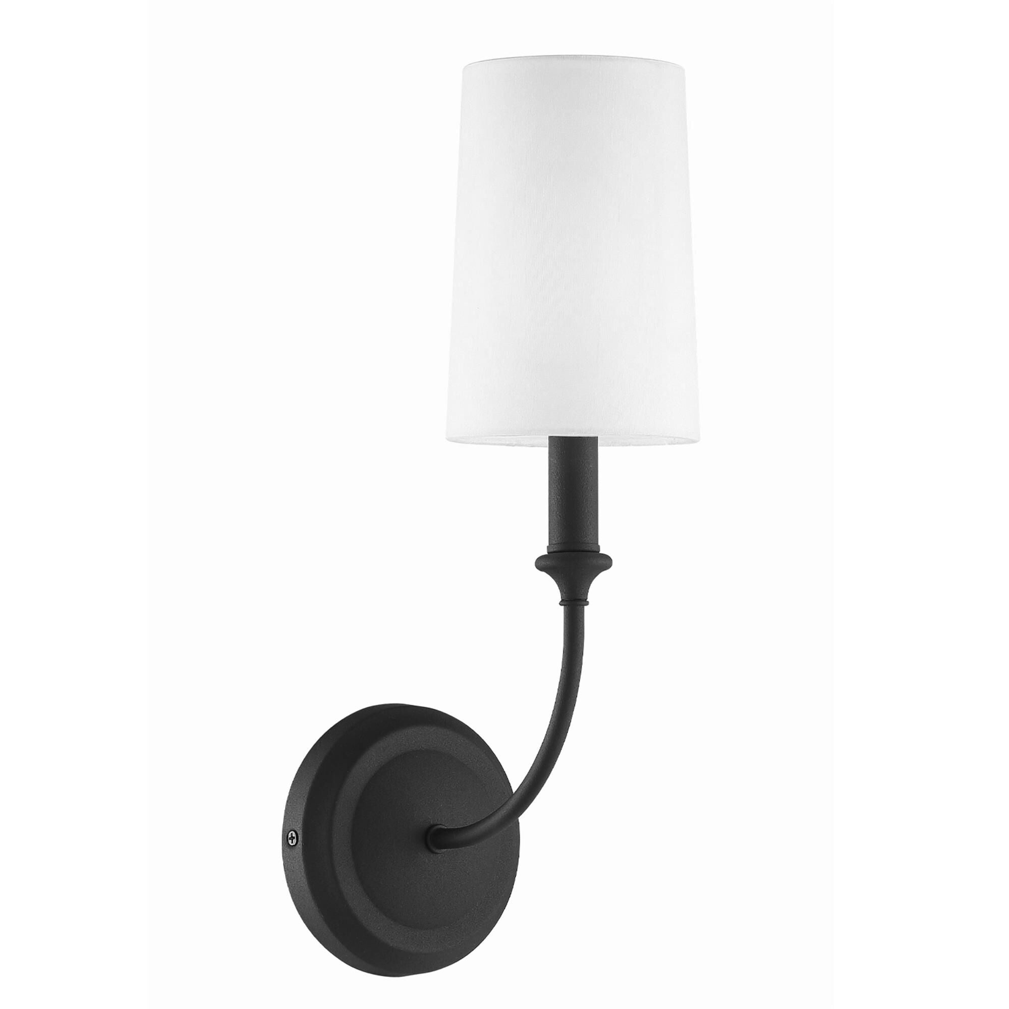 Shown in Black Forged finish and Silk glass and White shade