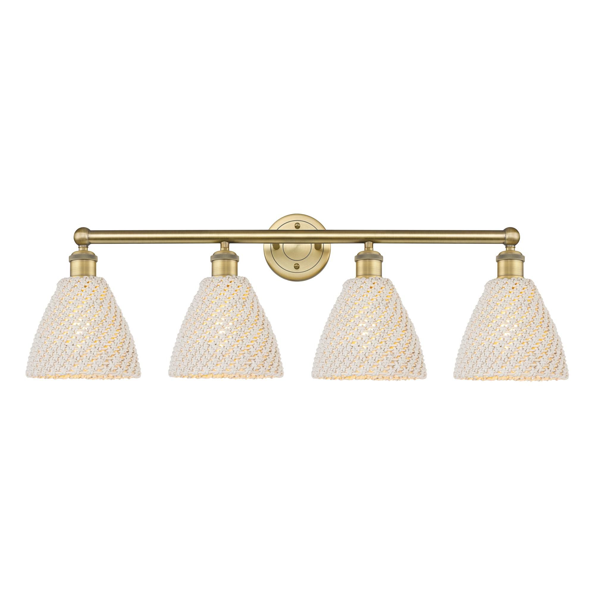 Shown in Brushed Brass finish and Natural shade