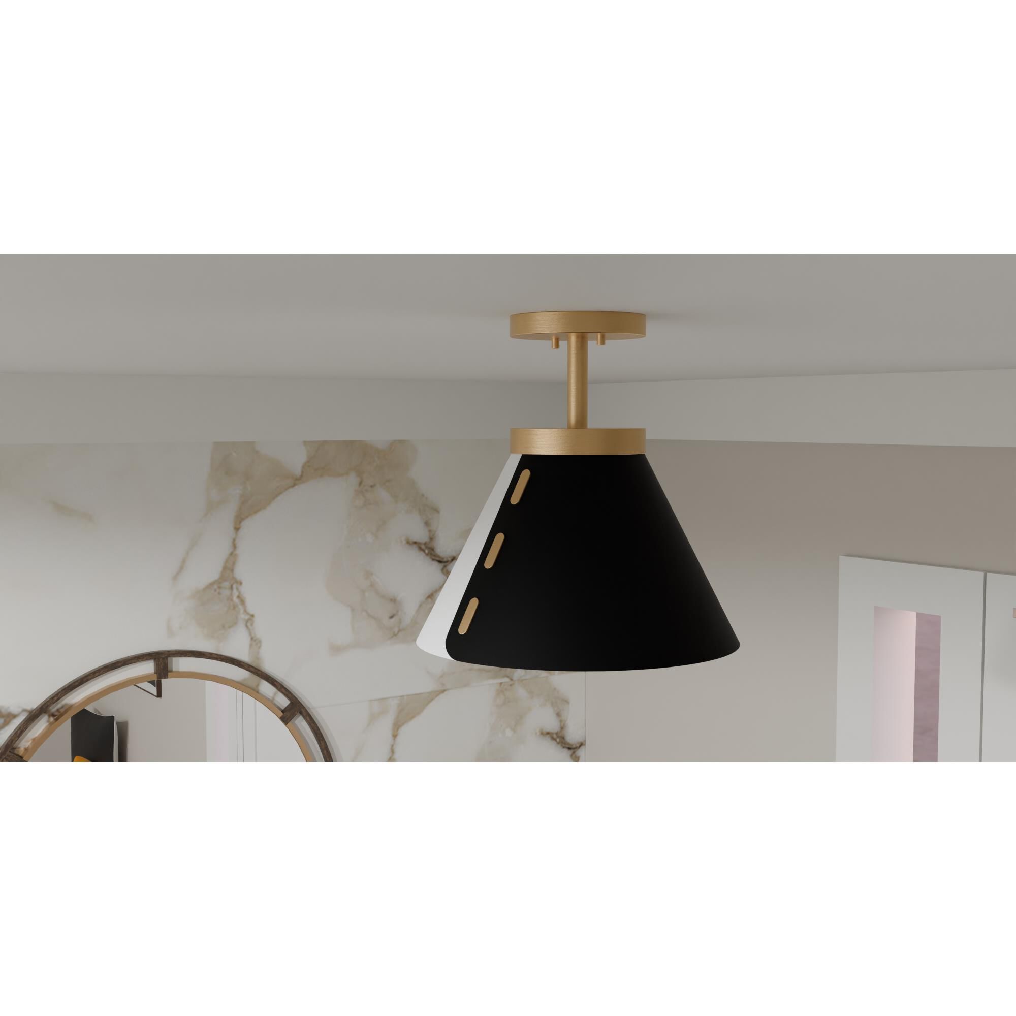 Shown in Brushed Weathered Brass finish and Metal shade