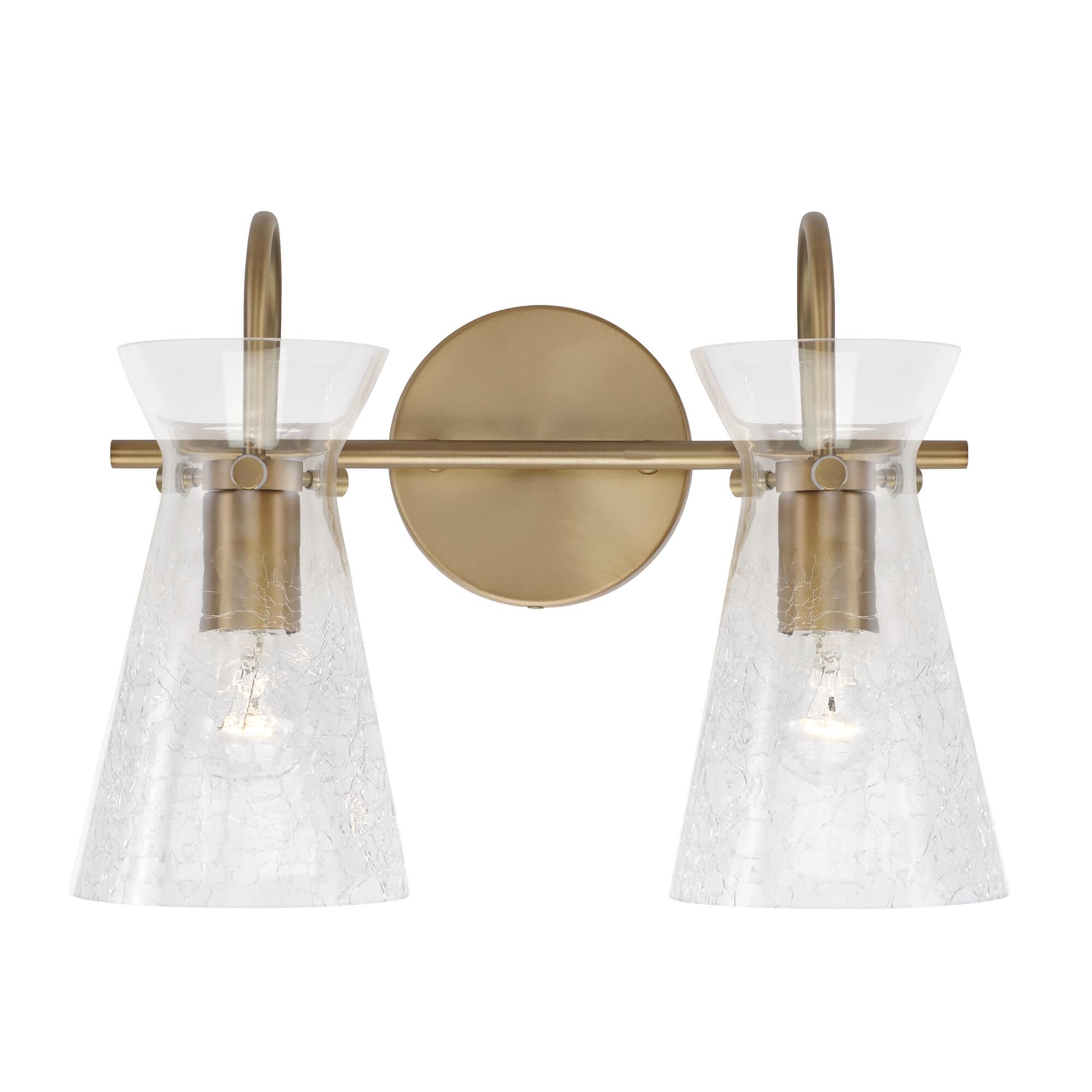 Shown in Aged Brass finish and Clear Half-Crackle glass
