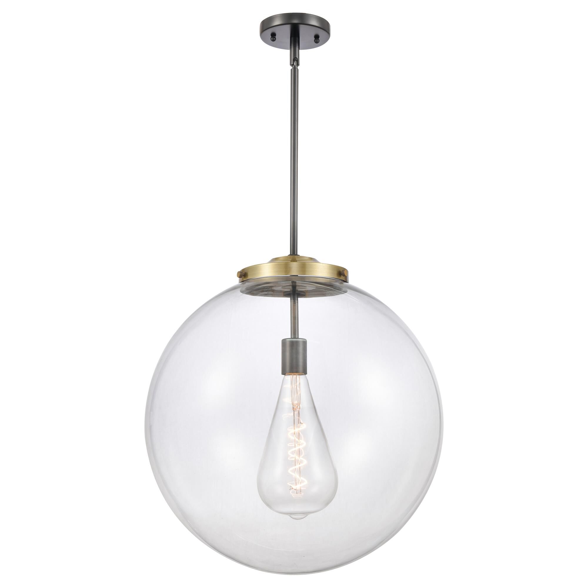 Shown in Black Antique Brass finish and Clear Beacon glass