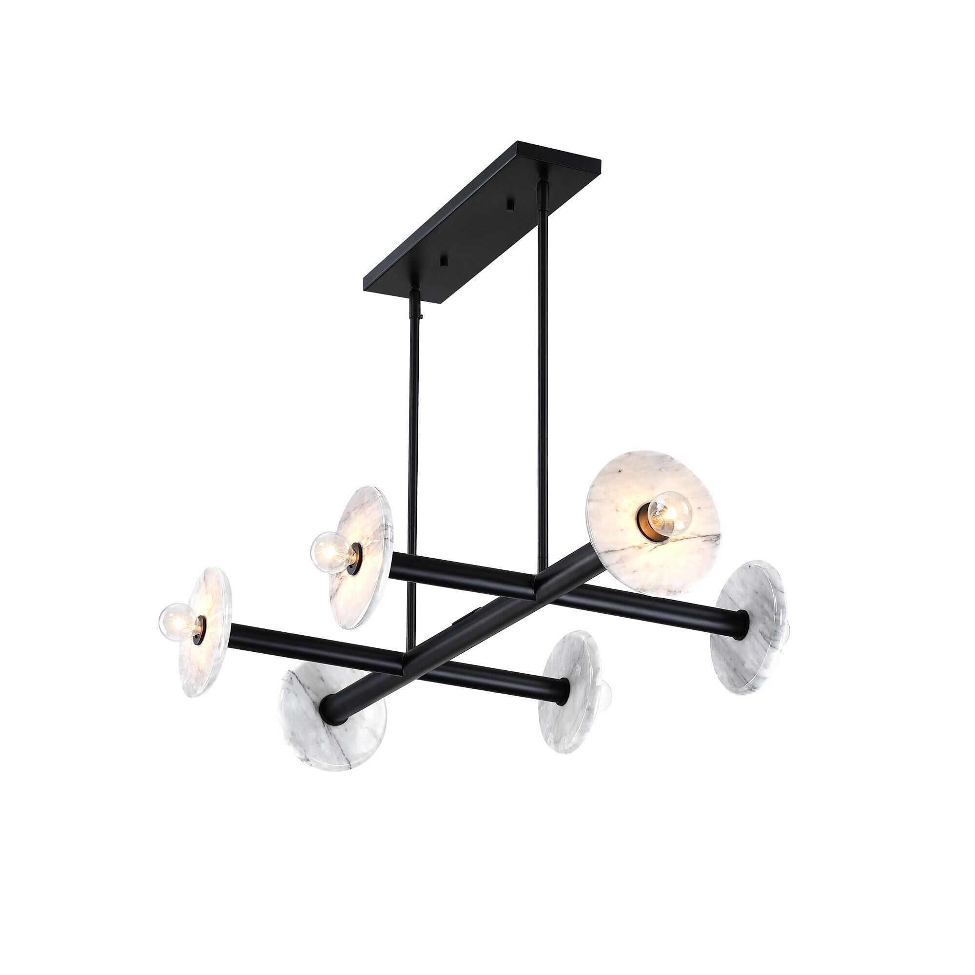 Shown in Matte Black finish and Natural Marble shade