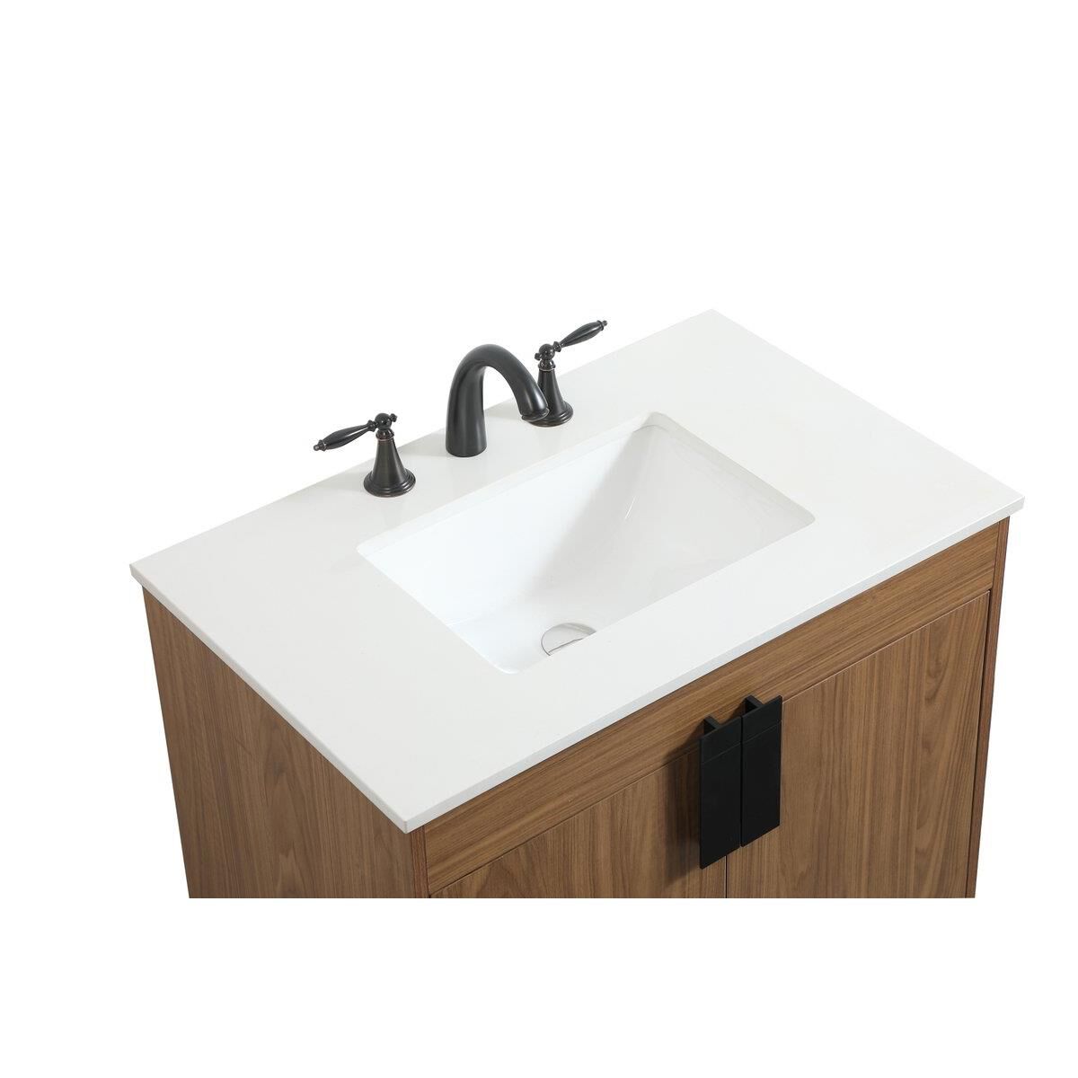Shown in Walnut Brown finish and Without Backsplash accent