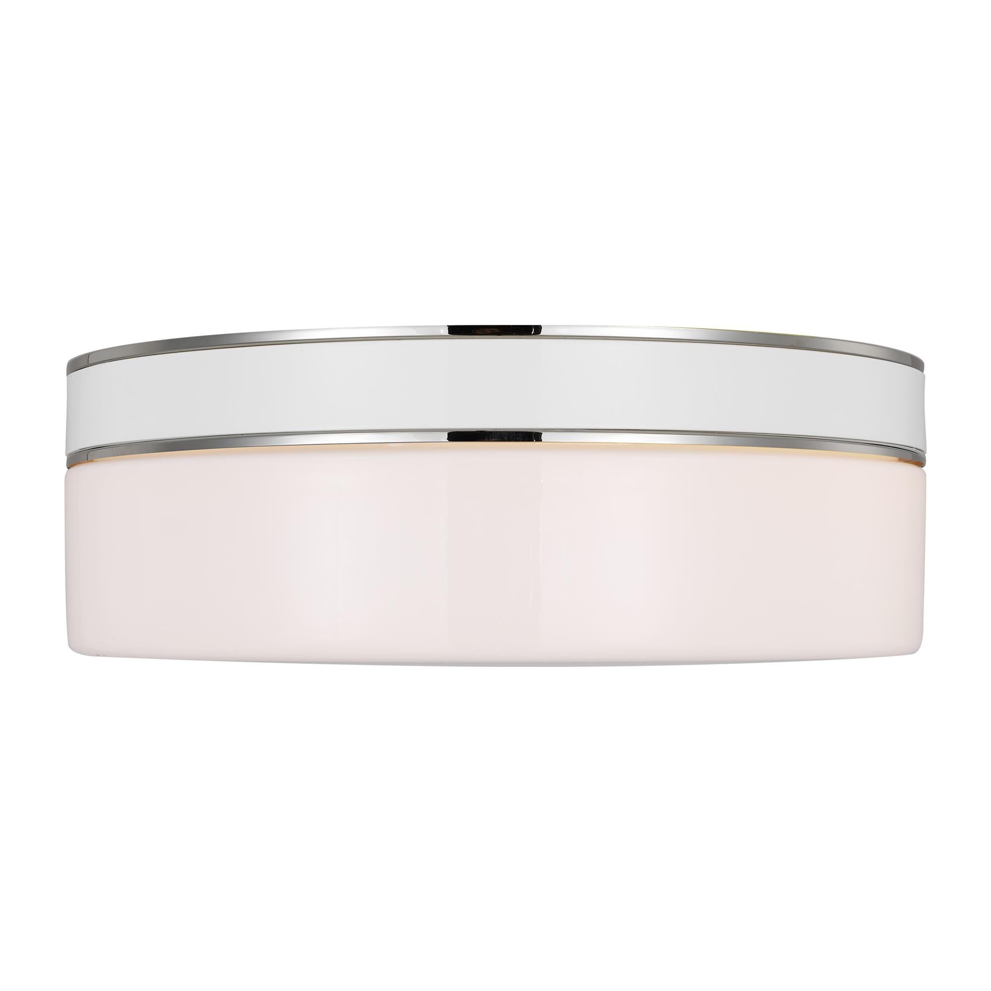 Shown in Polished Nickel finish and Milk White glass