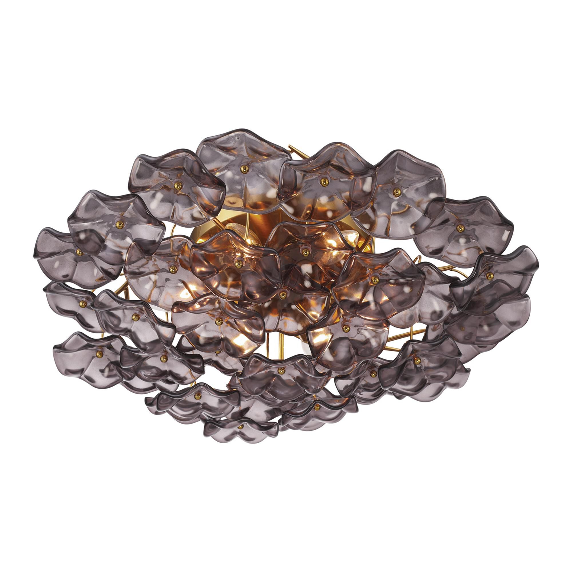 Shown in Aged Brass finish and Floral Glass Petals crystal