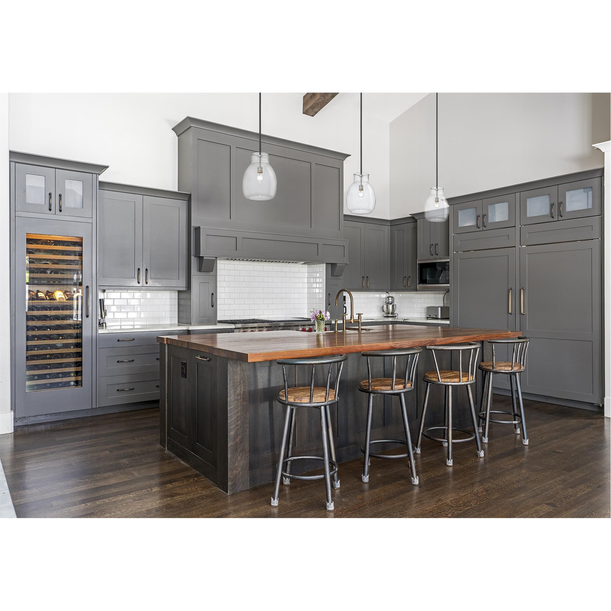Shown in Matte Black + Brushed Nickel finish and Glass shade