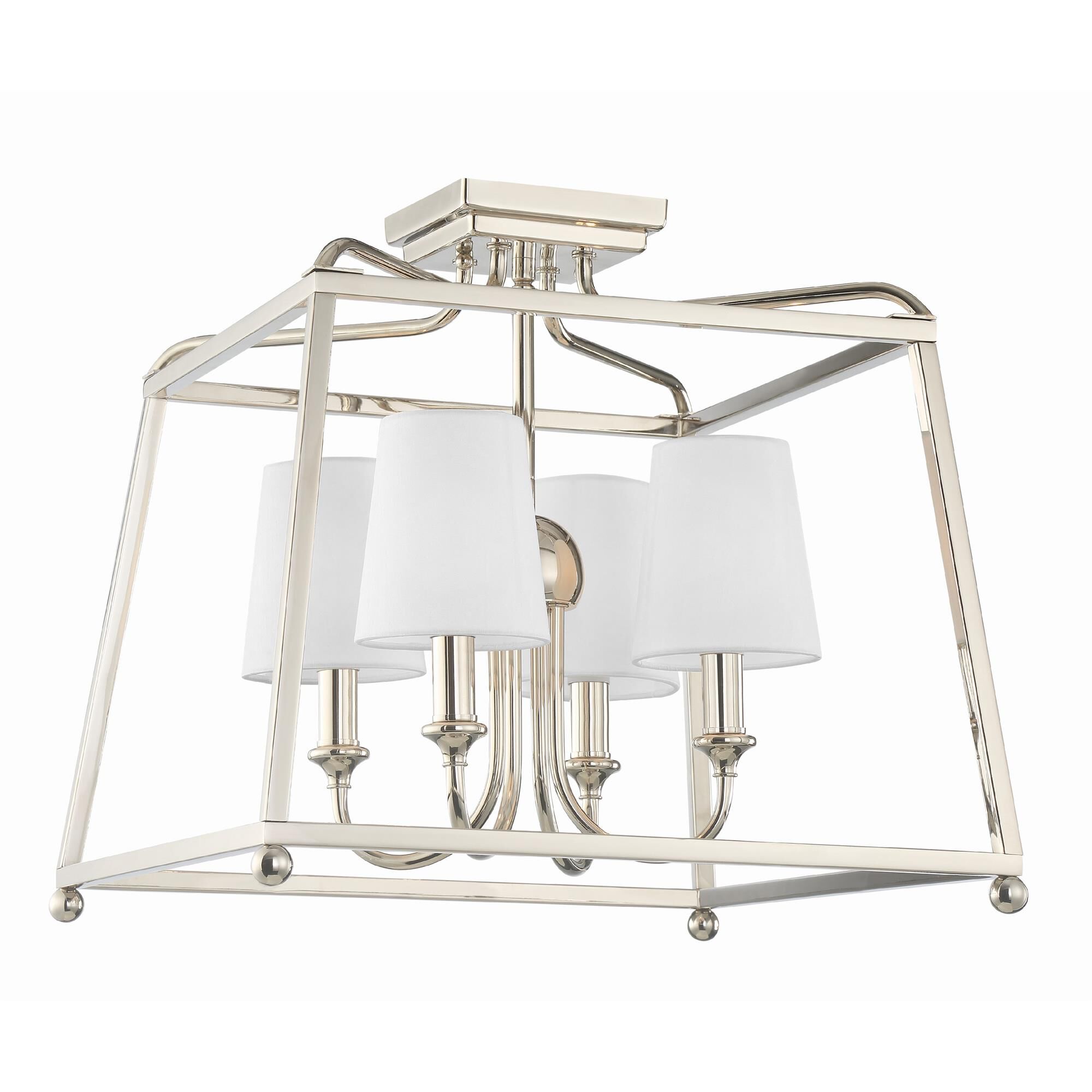 Shown in Polished Nickel finish and Silk glass and White shade