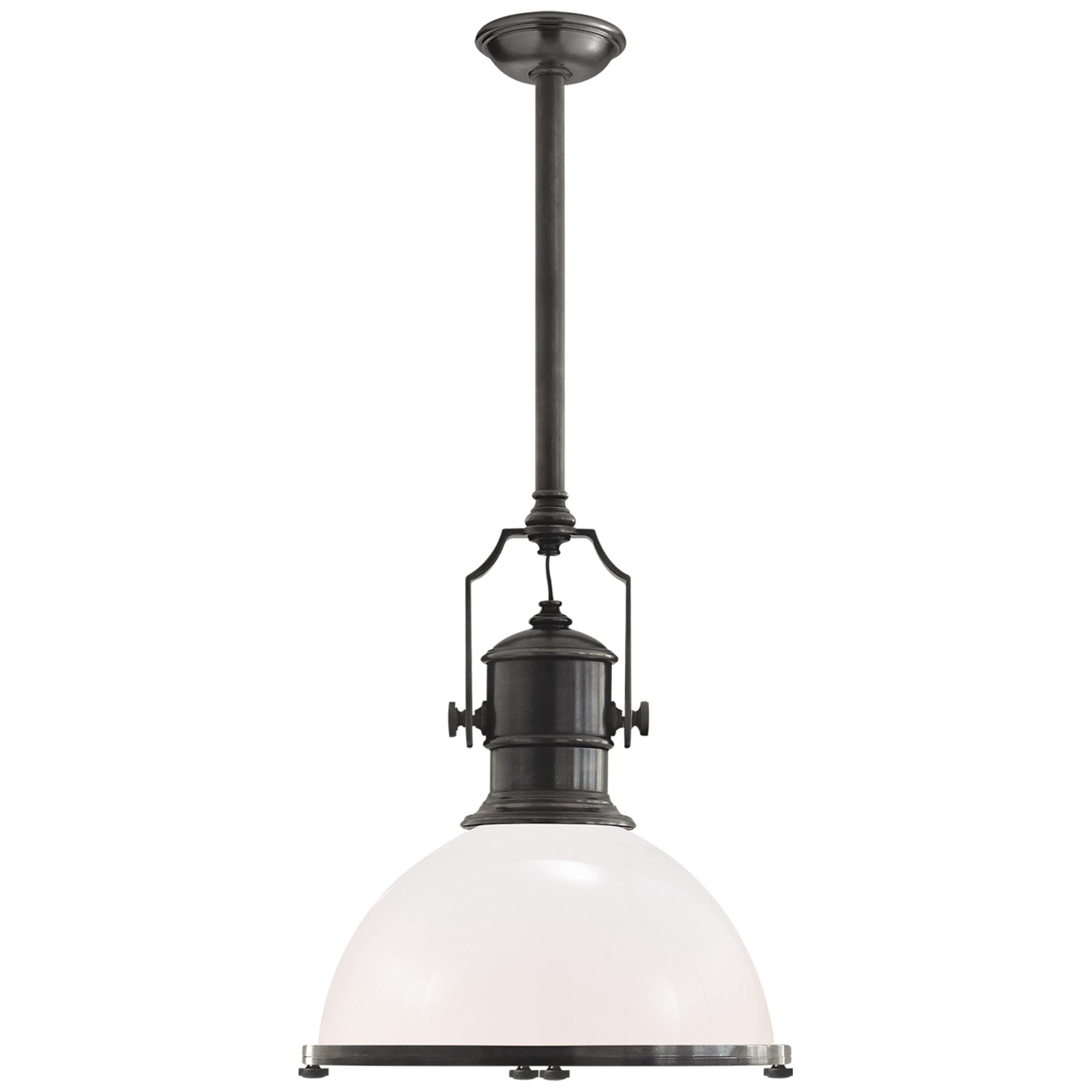 Shown in Bronze finish and White Glass shade