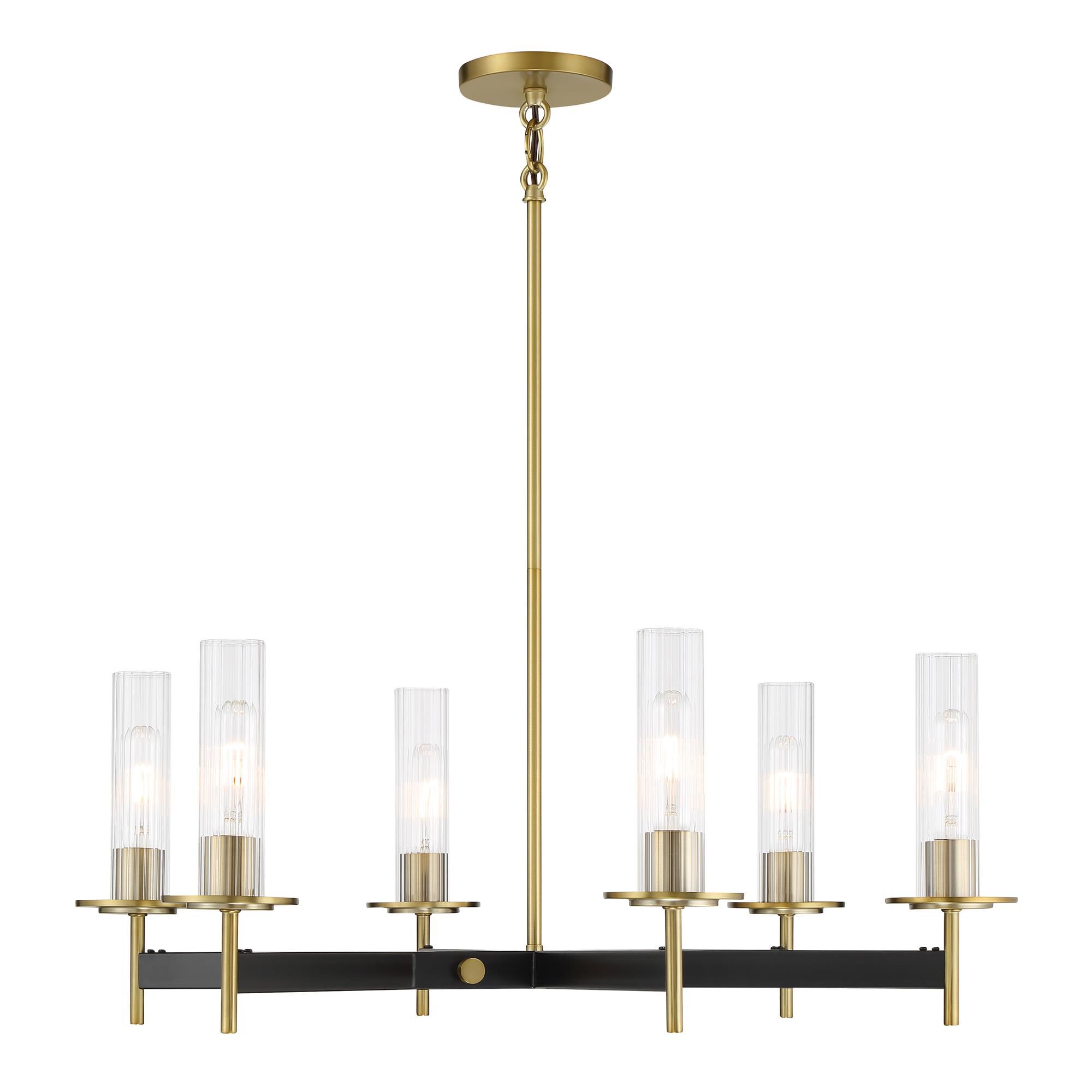 Shown in Coal and Soft Brass finish and Clear Ribbed glass