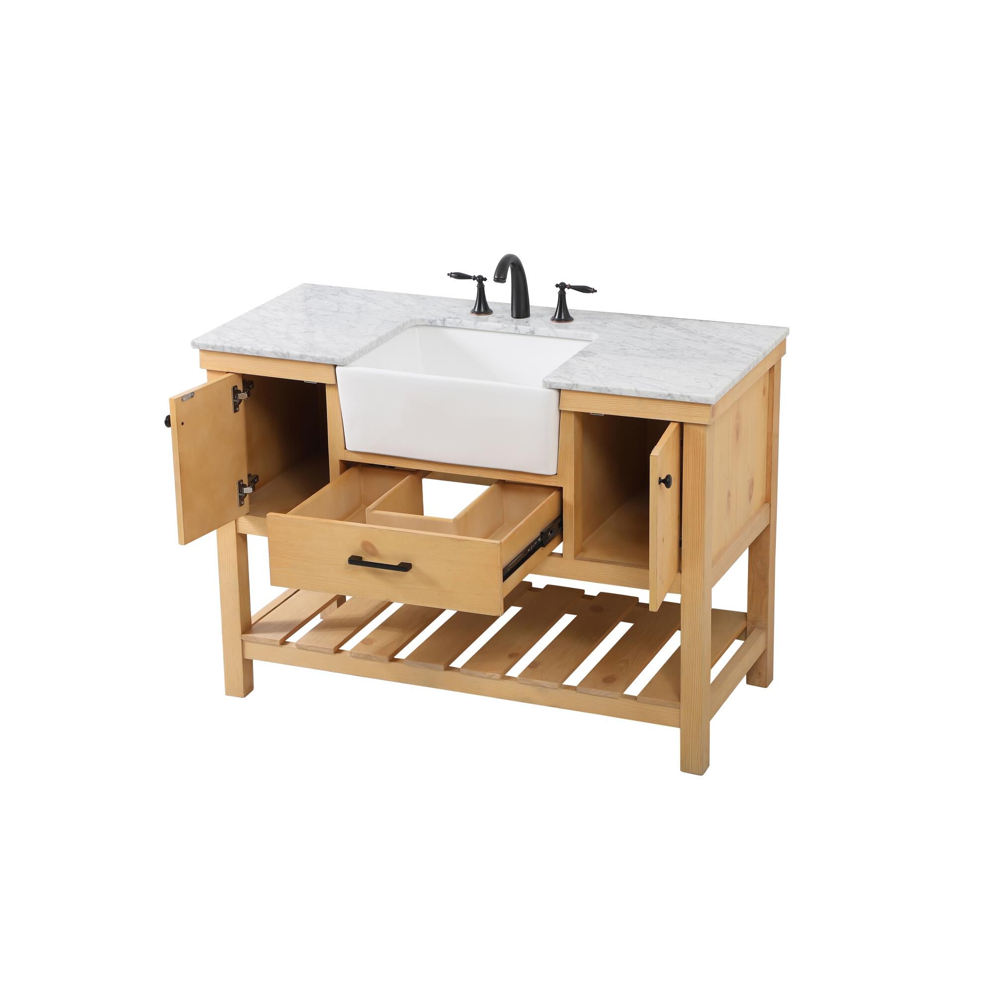 Shown in Natural Wood finish and Without Backsplash accent